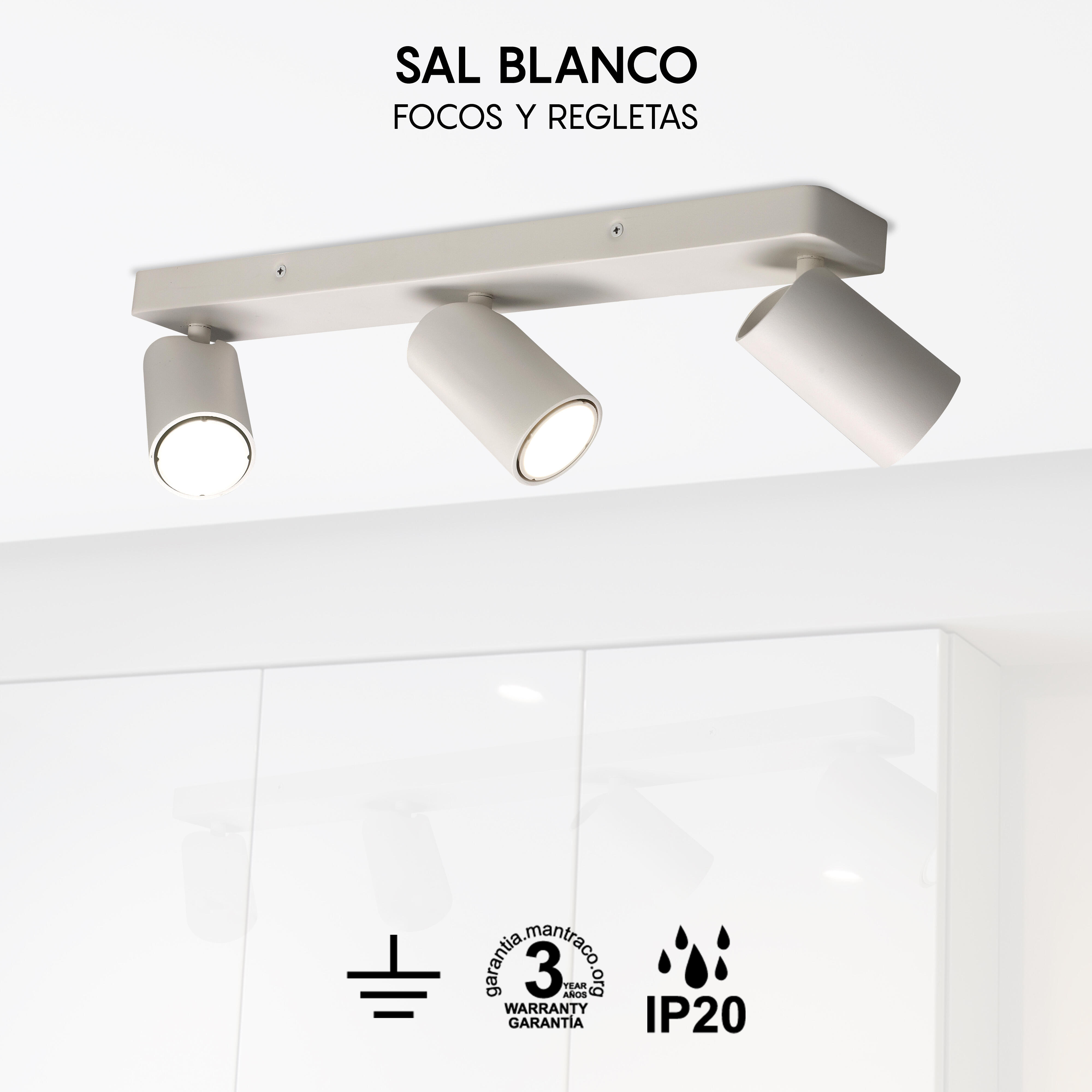 Foco decorativo SAL GU10 3 LUZES PRETO - 9