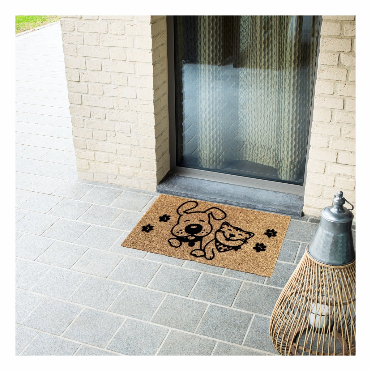 Zerbino Golf cane e gatto in cocco beige/nero rettangolare, L 70 x L 40 cm - 2