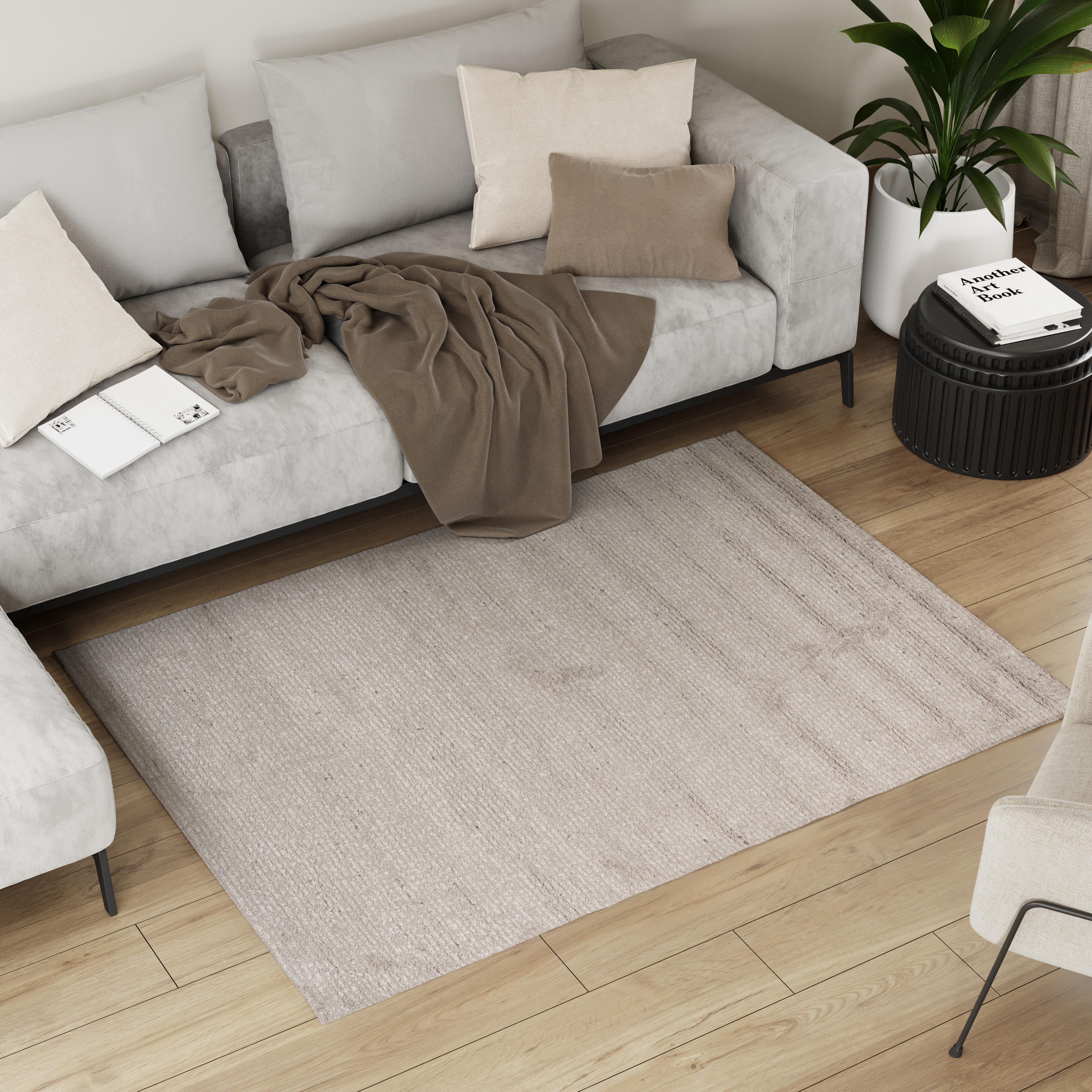 Alfombra polipropileno Moon 120x170cm tejido plano  liso gris - 2