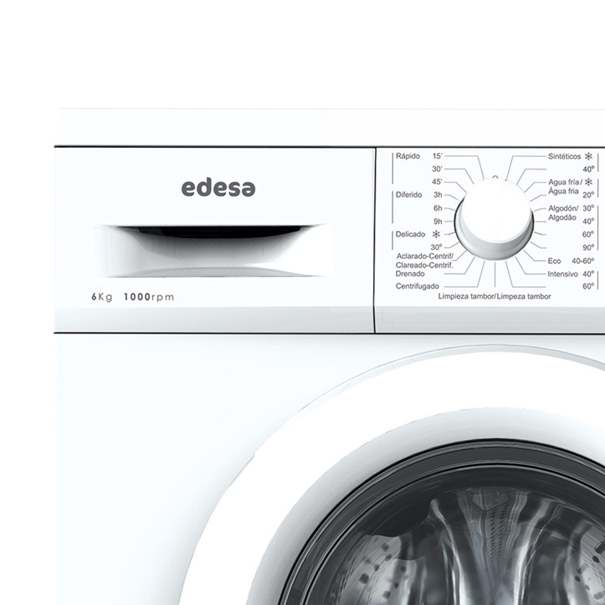 Lavadora EDESA LAVADORA EWF 6000 WH carga frontal 6 Kg 1000 rpm 20 programas clase E blanco - 6