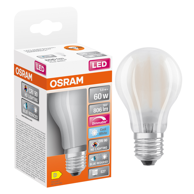 Żarówka LED E27 5,8 W 806 lm Neutralna biel Osram	