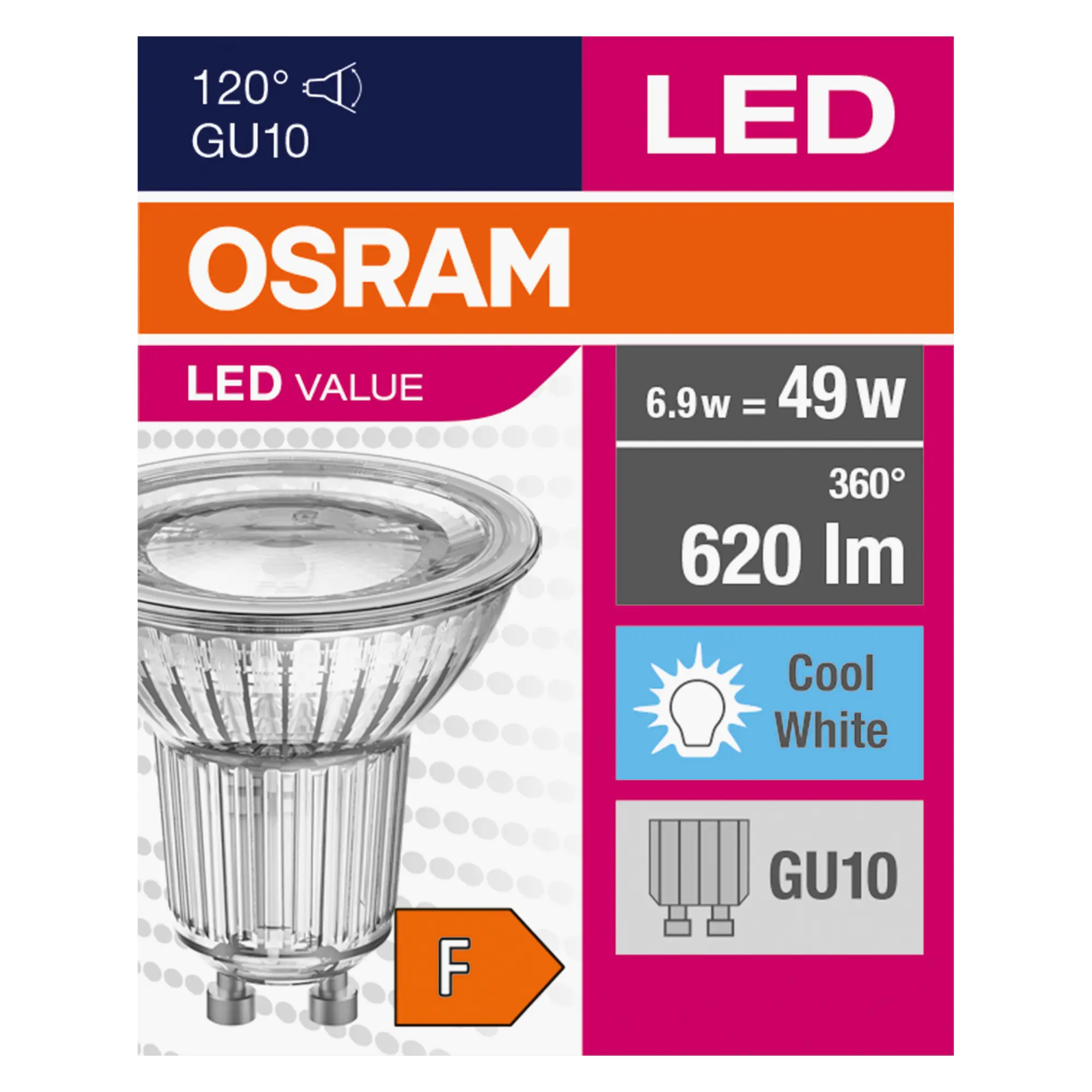 Żarówka LED GU10 6,9 W = 49 W 620 lm Neutralna biel Osram - 4