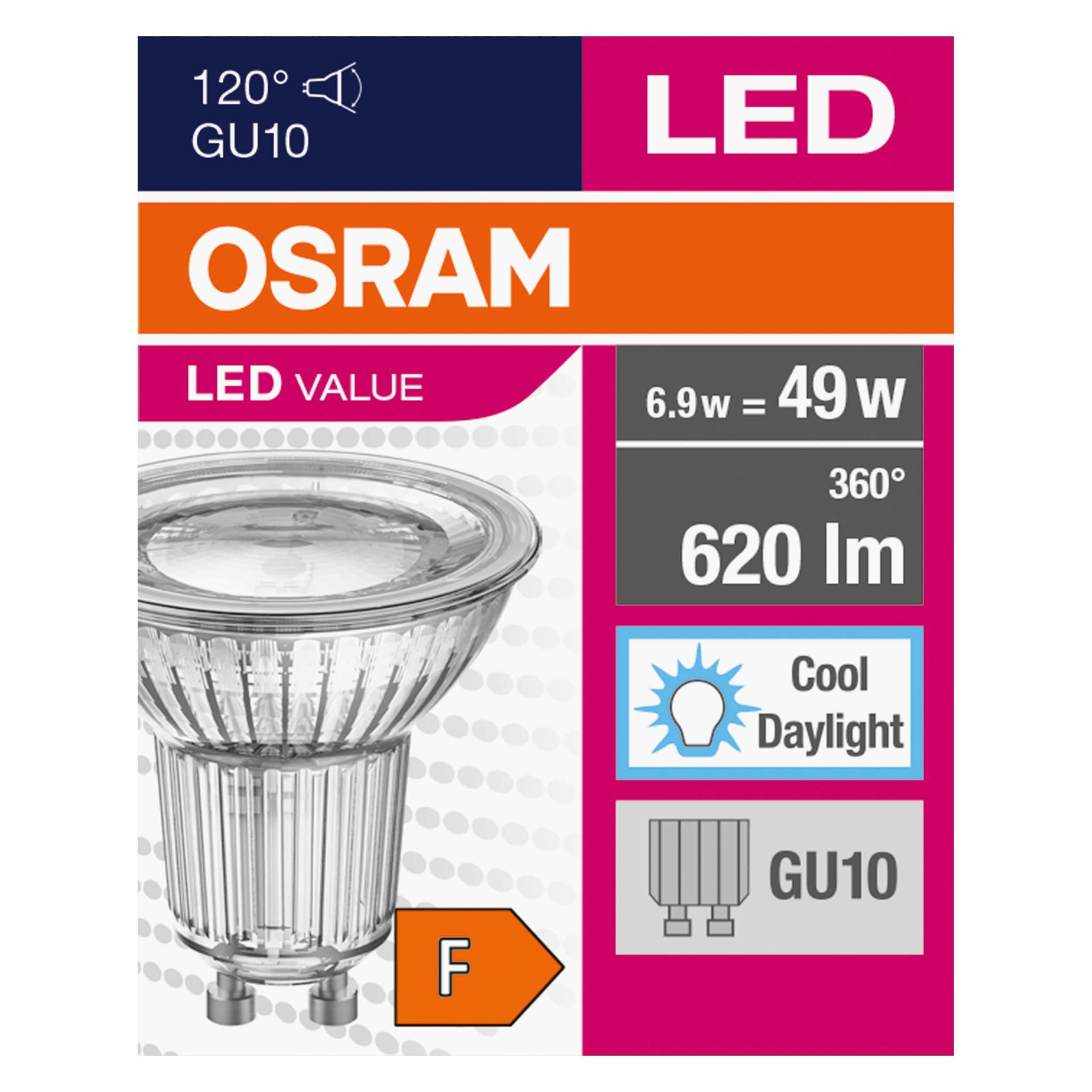 Żarówka LED GU10 6,9 W = 49 W 620 lm Zimna biel Osram - 4