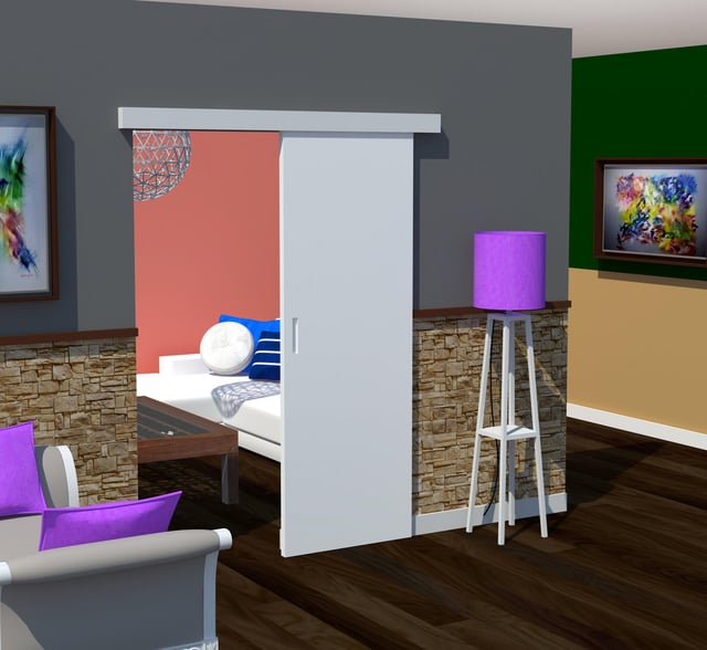 Kit guia porta de correr branco lacado 200x200 cm