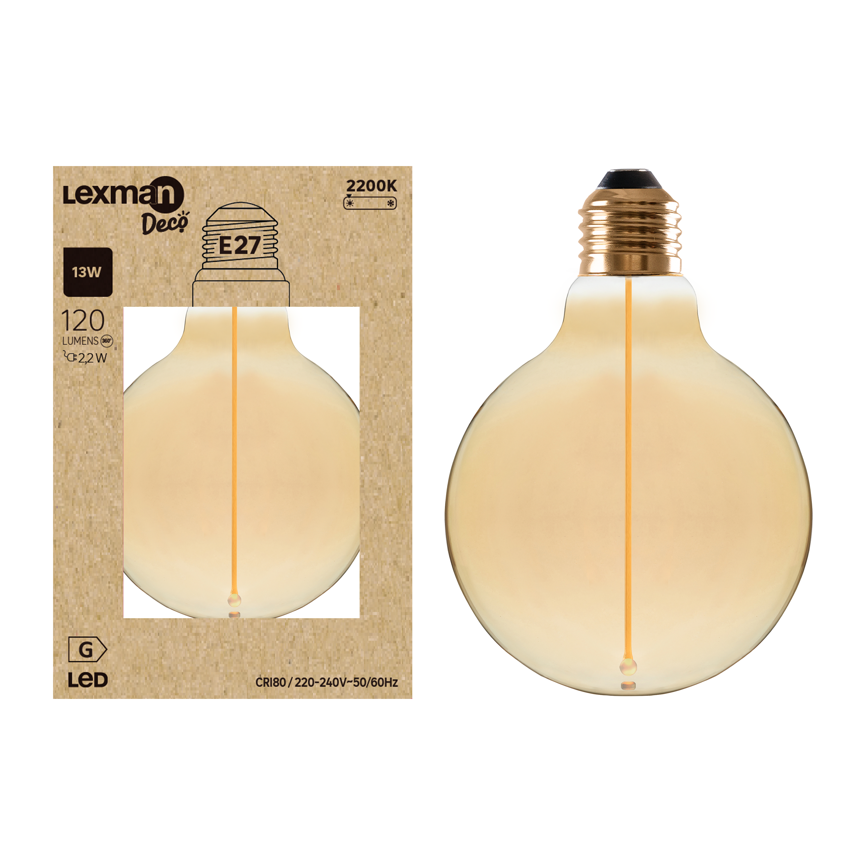 Ampoule led, filament magnétique, globe 95mm E27, 60lm, blanc très chaud, LEXMAN - 6