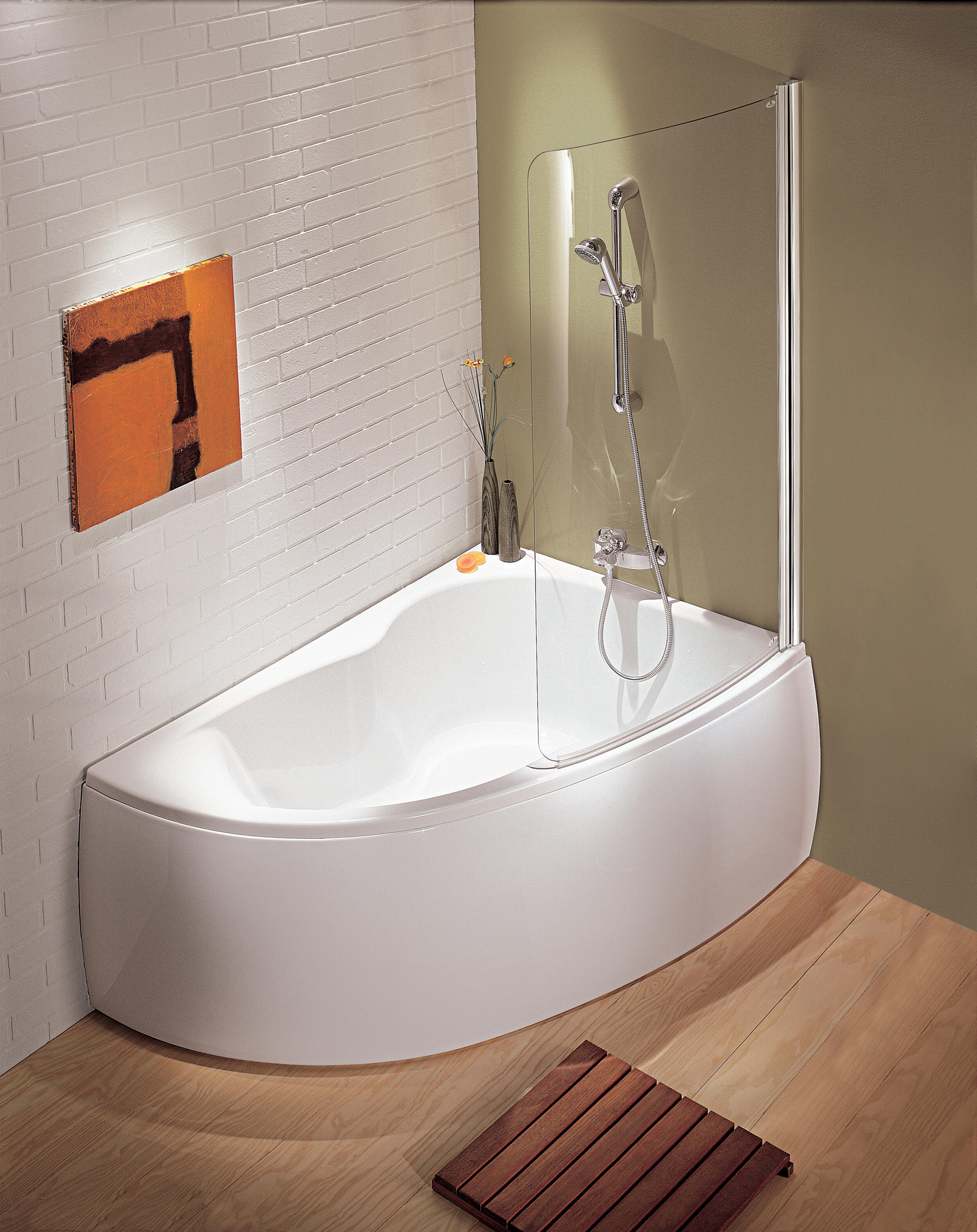 Pare-baignoire 1 volet battant transparent chromée brillant H.145 x l.79cm Duome - 2