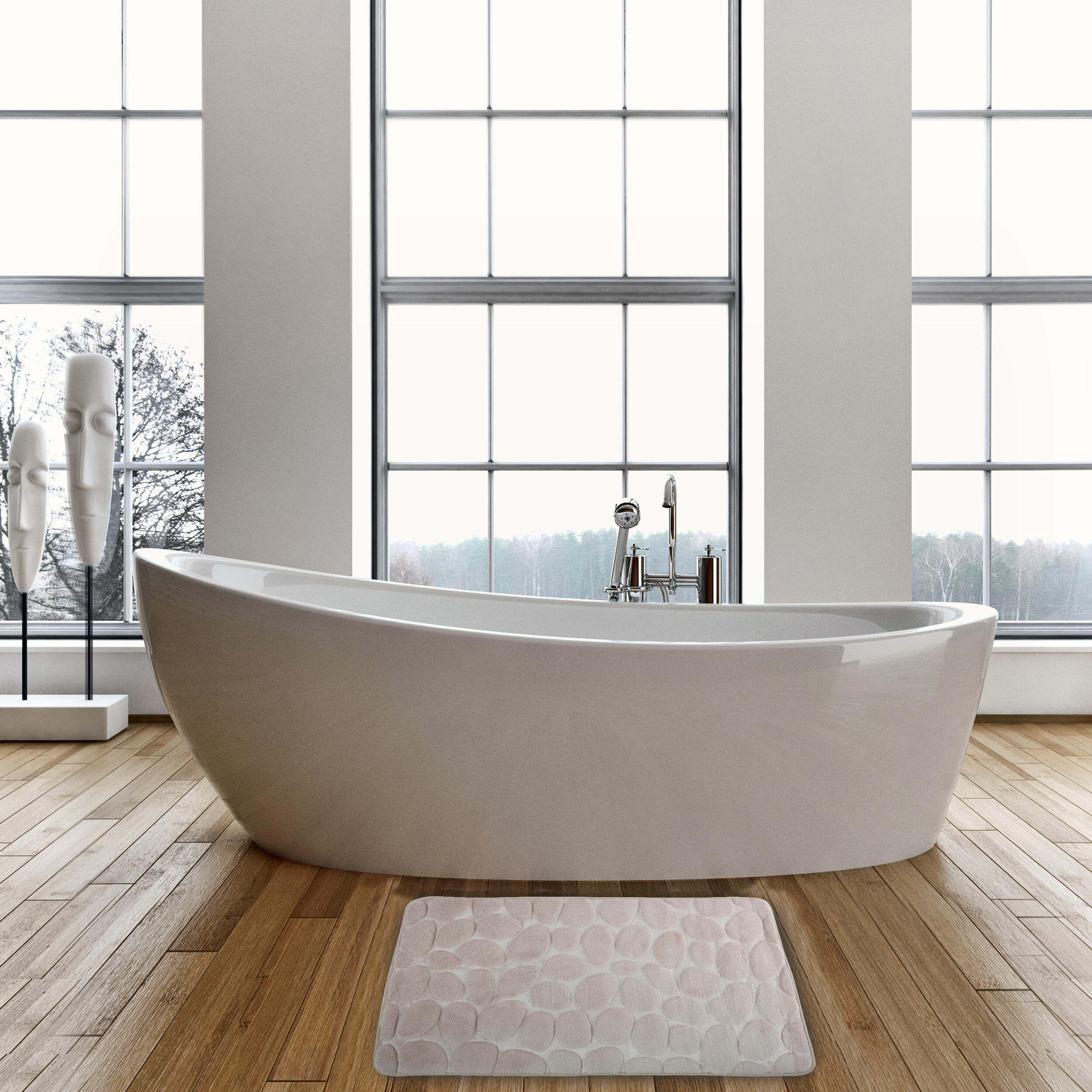 Tapis de bain l.40 x L.60 cm beige Galet - 2