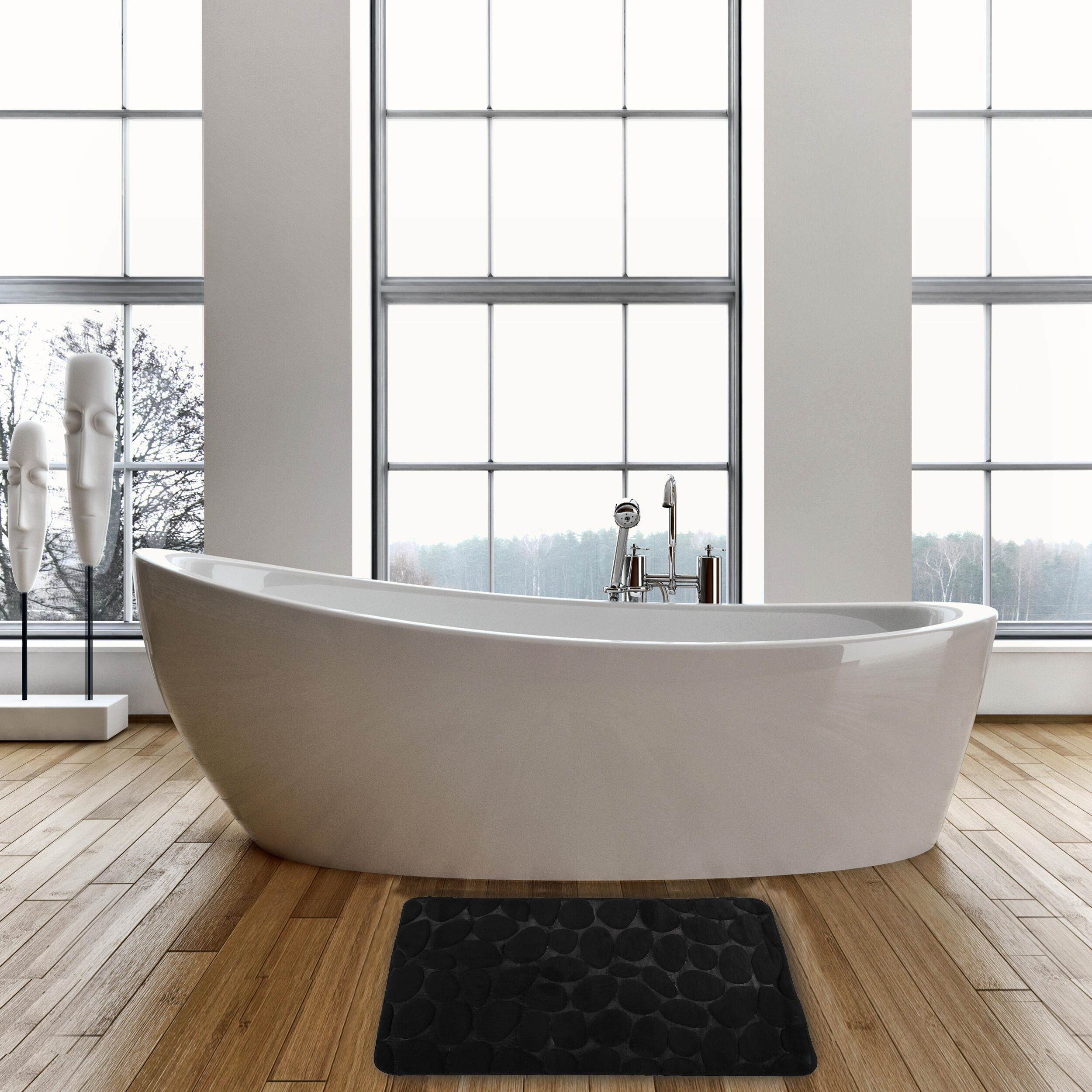 Tapis de bain l.40 x L.60 cm noir Galet - 2