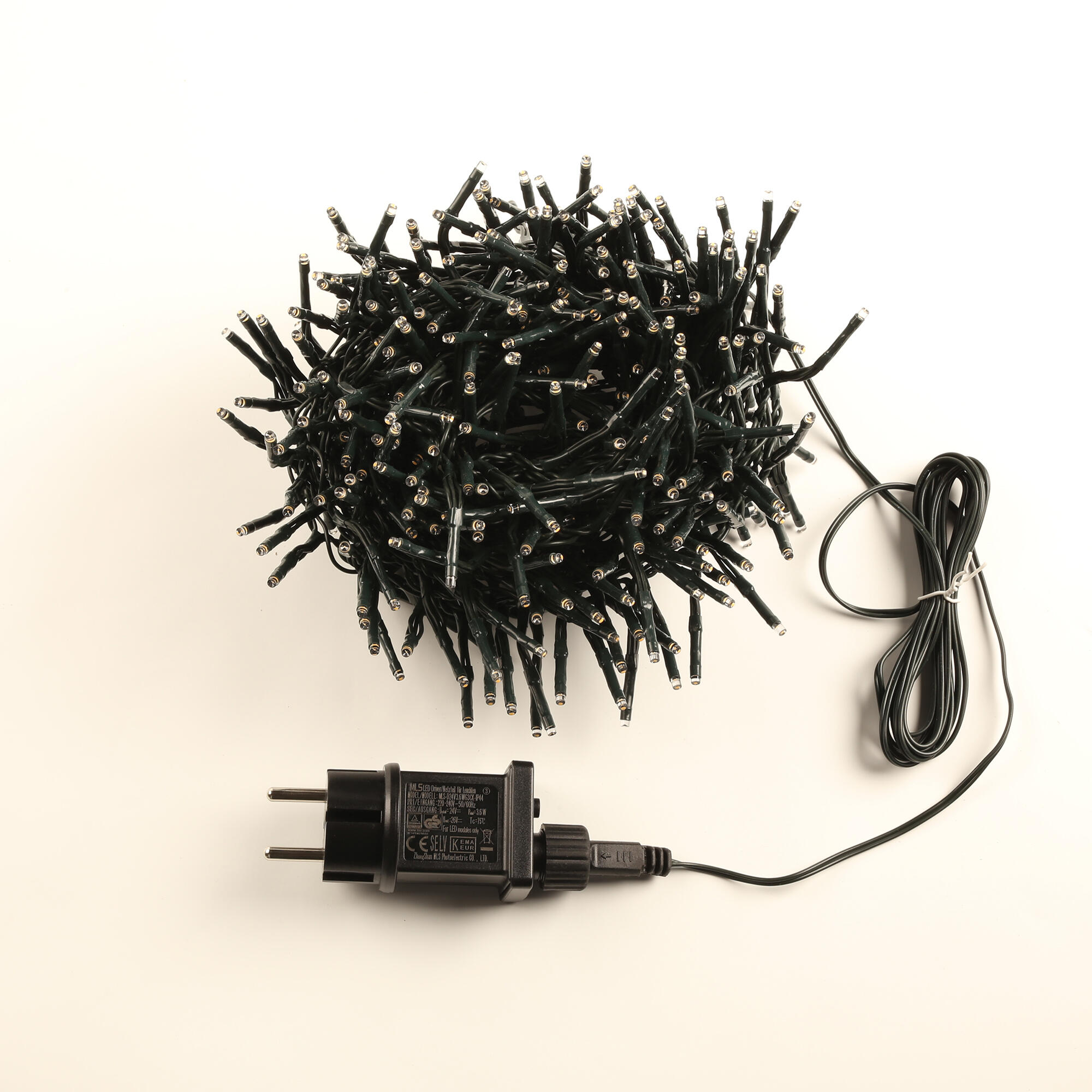 Guirnalda iluminada para árbol de 150 cm con 470 bombillas LED blanco cálido de 9 metros de iluminación para exterior a red eléctrica - 6