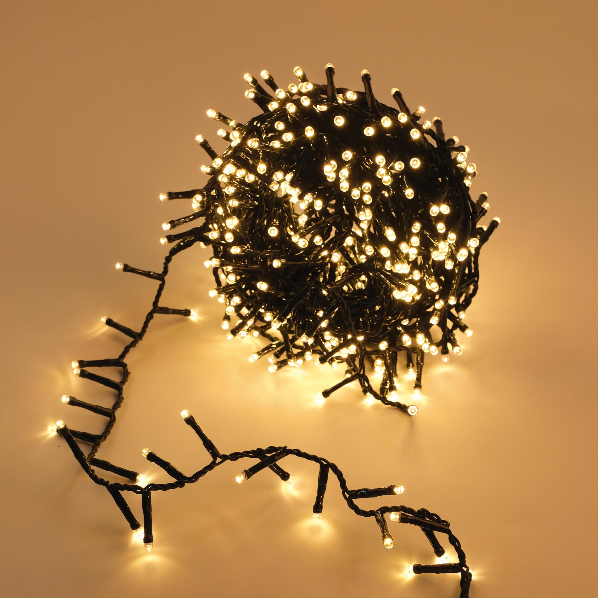 Guirnalda iluminada para árbol de 180 cm con 500 bombillas LED blanco cálido de 11 metros de iluminación para exterior a red eléctrica - 3