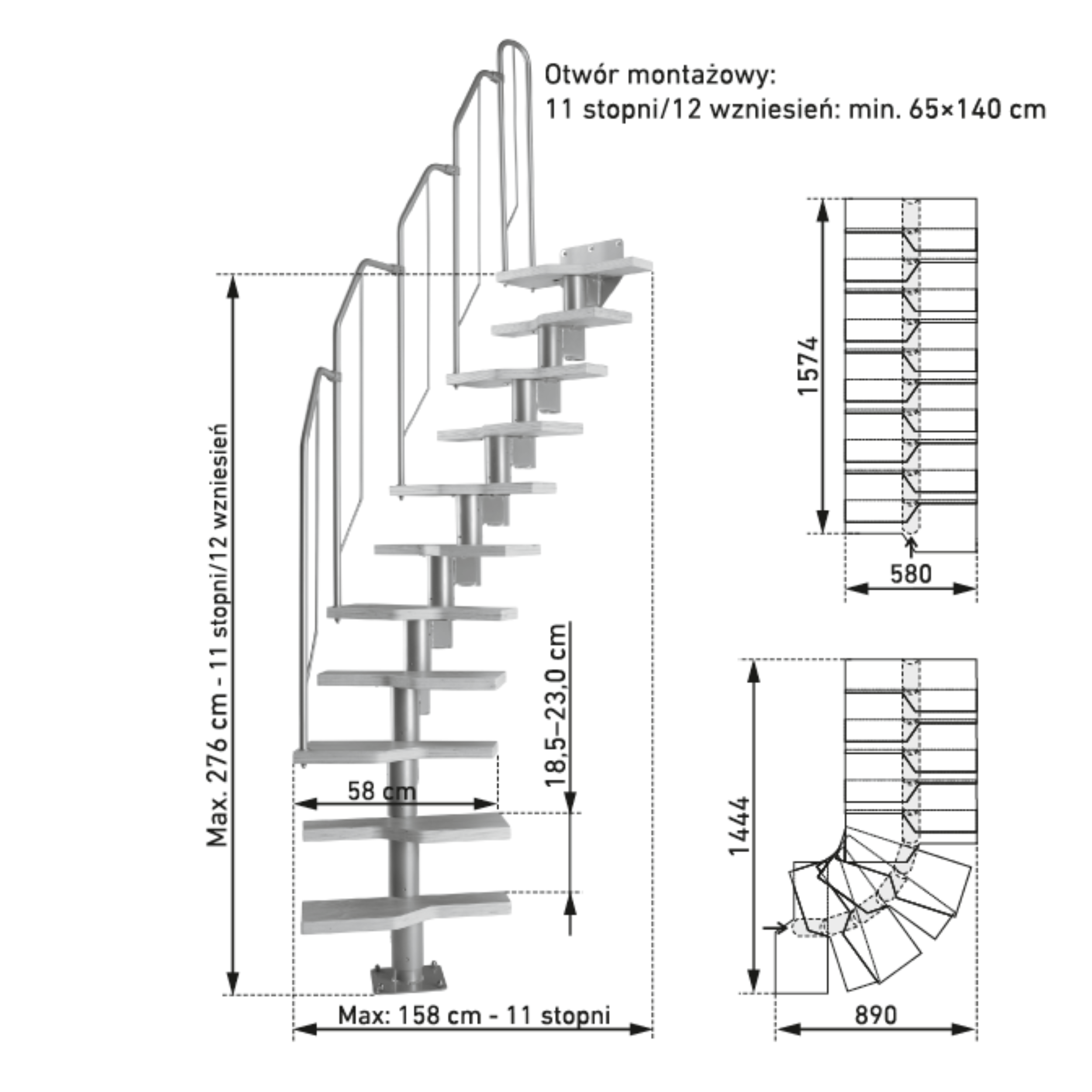Schody modułowe srebrne Athena Buk fornir 11 stopni Dolle - 4