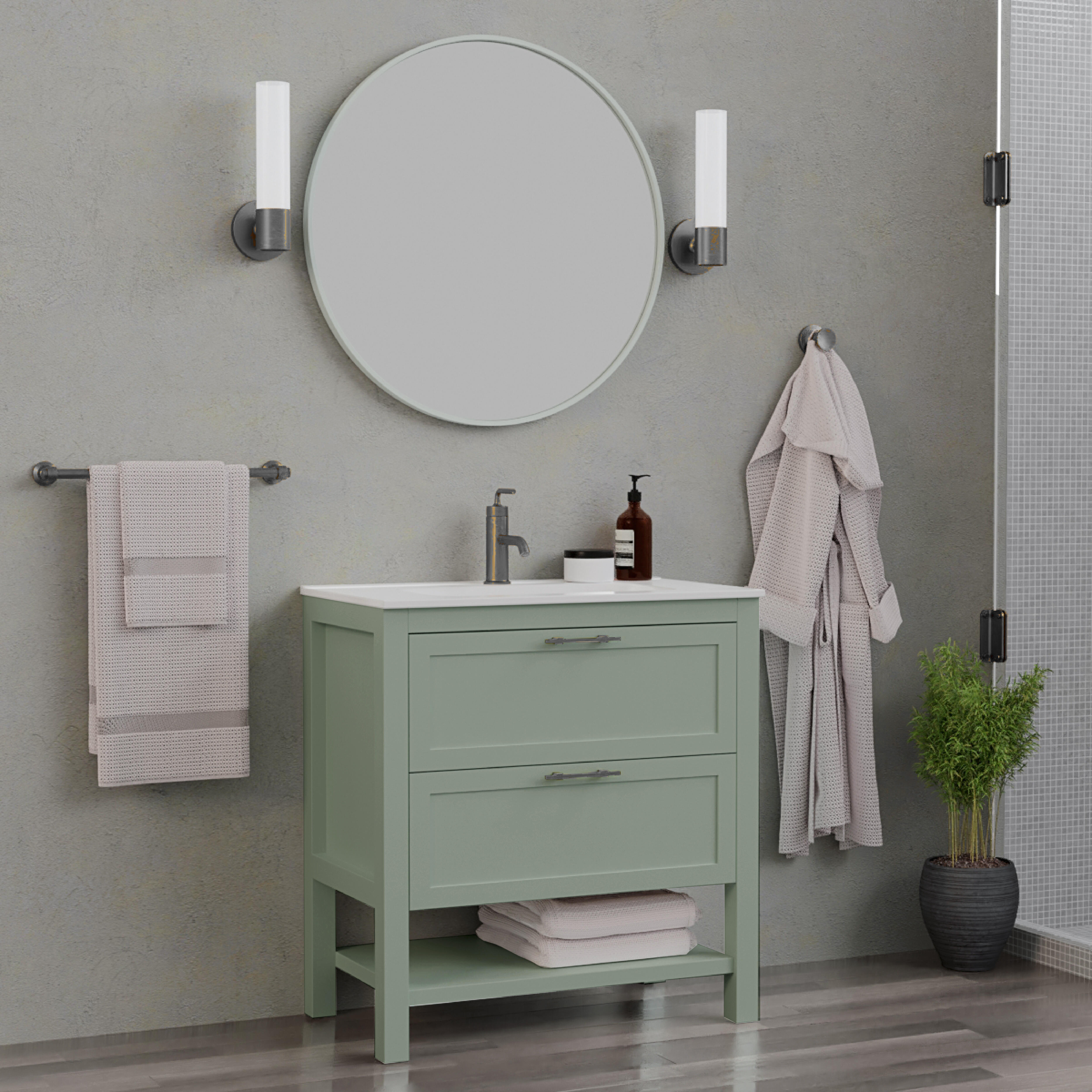 Mueble de baño con lavabo kende verde 80x46 cm