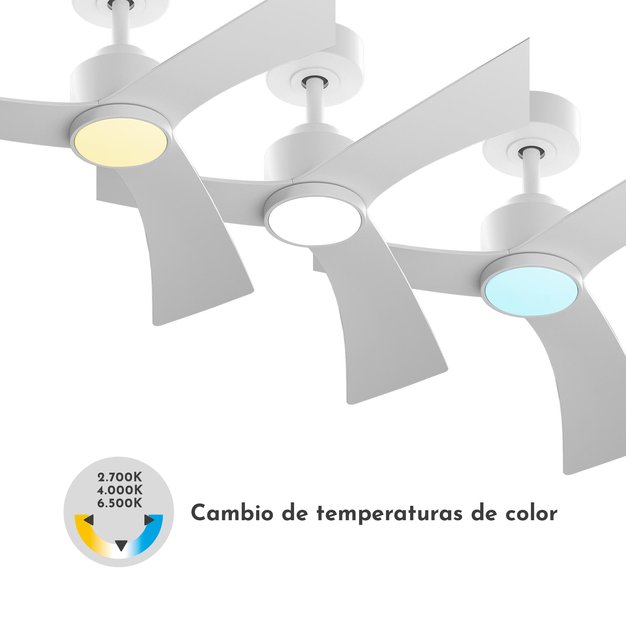 Ventilador de techo con luz silencioso DC Arte Confort Lau blanco 132 cm - 6