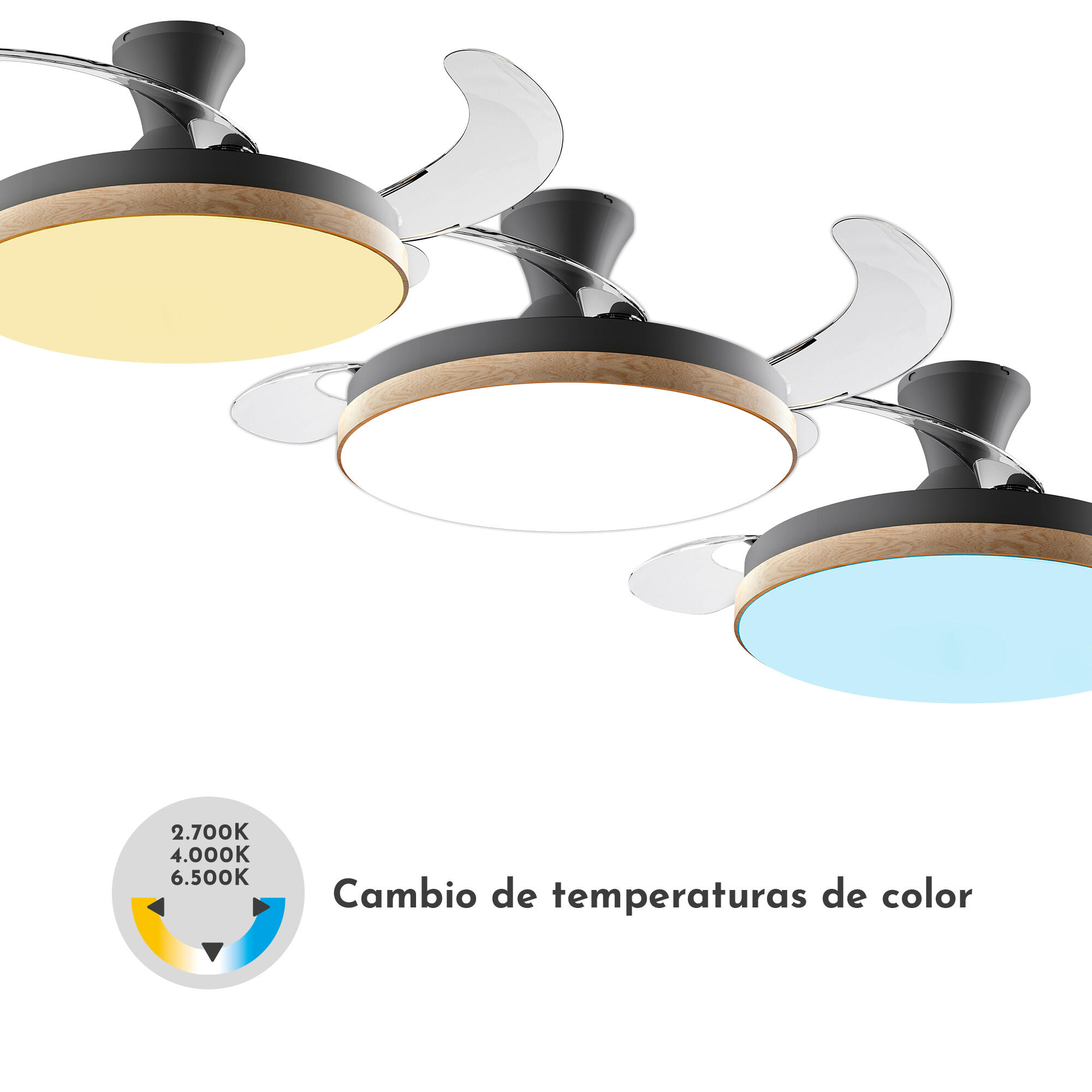 Ventilador de techo con luz retráctil silencioso DC Arte Confort Alma negro 107 cm - 6