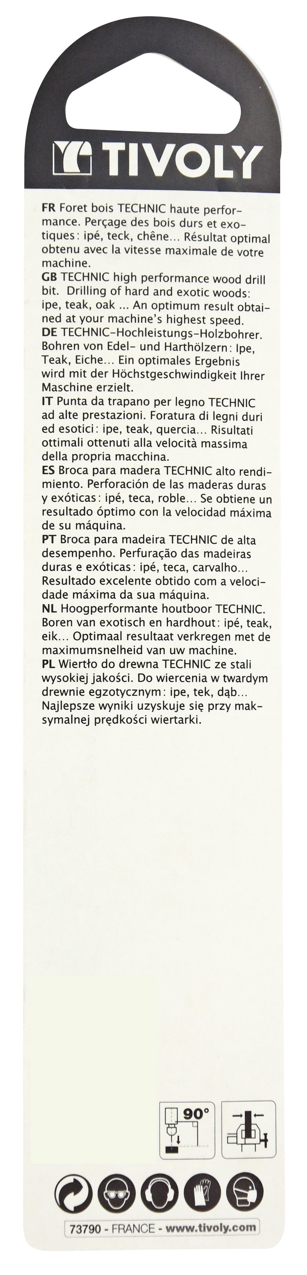 Foret hélicoïdal pour bois, Diam.12 mm, L.101 mm TIVOLY - 3