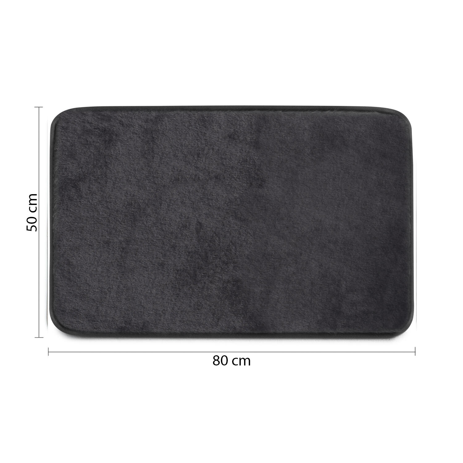 Tappeto bagno rettangolare Tappeto bagno fuzzy 50x80 nero in poliestere nero 80 x 50 cm - 3