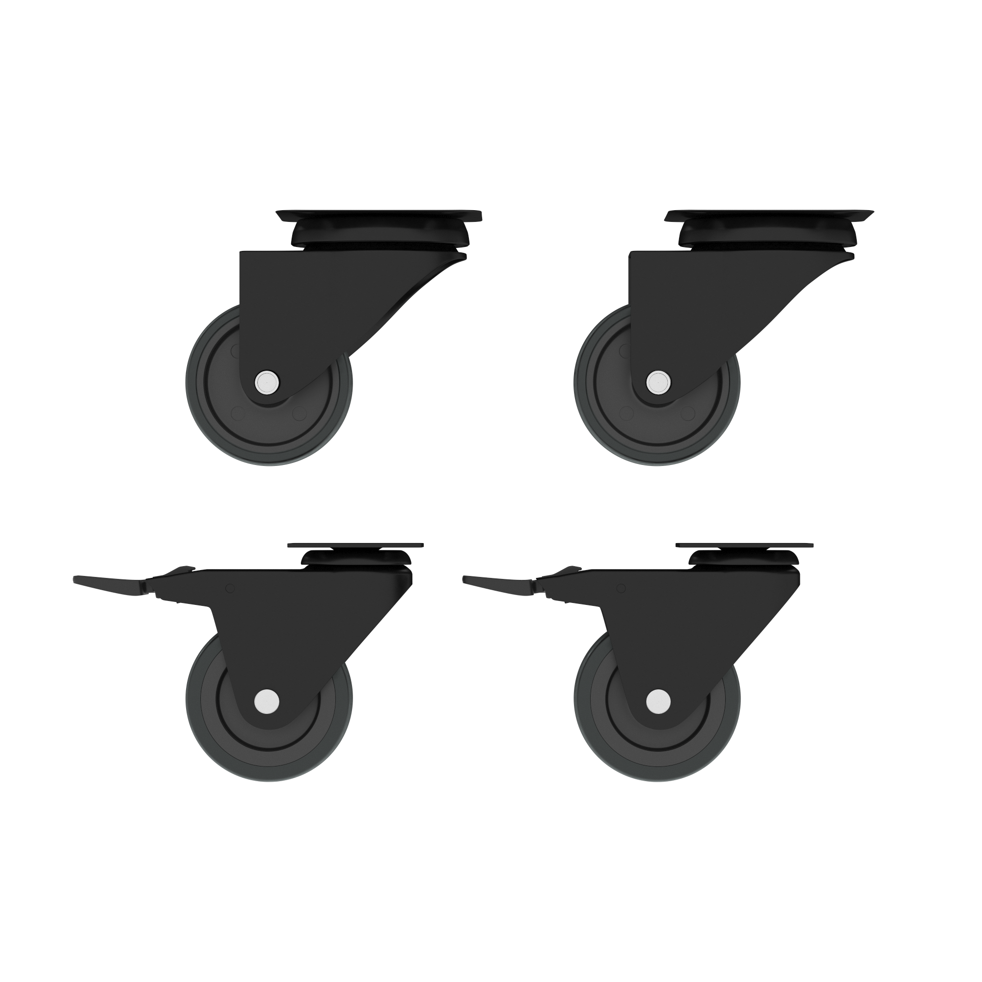 4 roues 360 degrés sur plaque diam.50 mm avec frein - 2