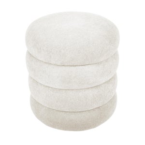 Pouf ceinture bouclette, blanc, dia.40cm hauteur 42cm