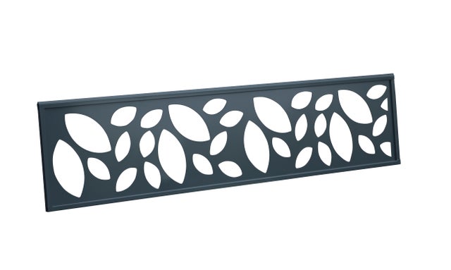 Lame décorative aluminium KYTO feuilles anthracite, L.176 x H. 42,8cmx Ep. 19mm
