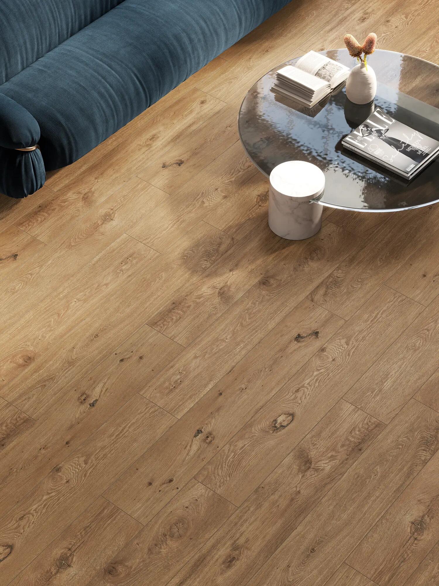 Piastrella da pavimento e rivestimento interno 20 x 120 cm Sp. 9 mm rettificato Fable in gres porcellanato smaltato cognac opaco traffico intenso (pei 4/5) R9 1.44 mq - 3