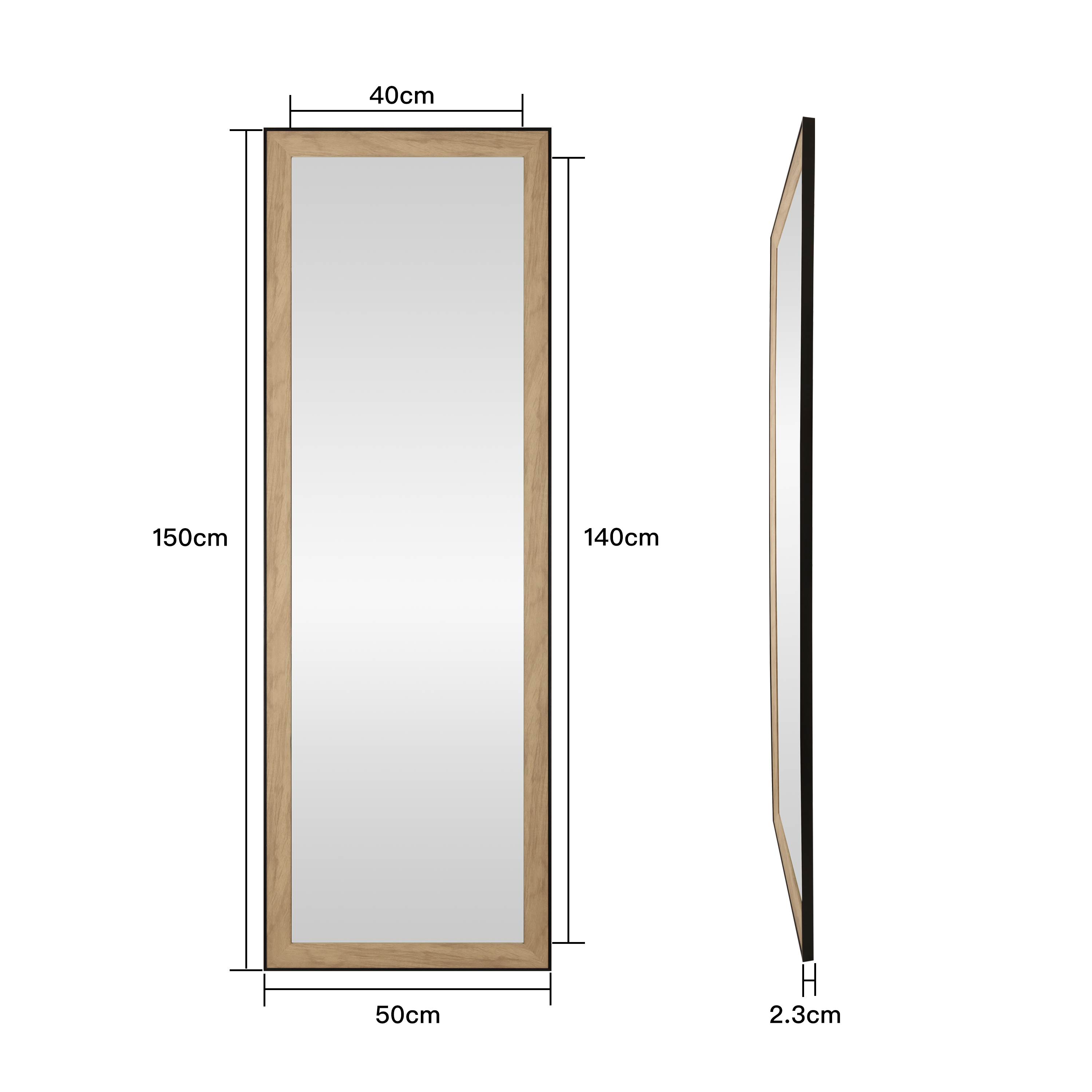 Espejo enmarcado de pared rectangular Industriel poliestireno negro mate INSPIRE de 50 x 150 cm - 4