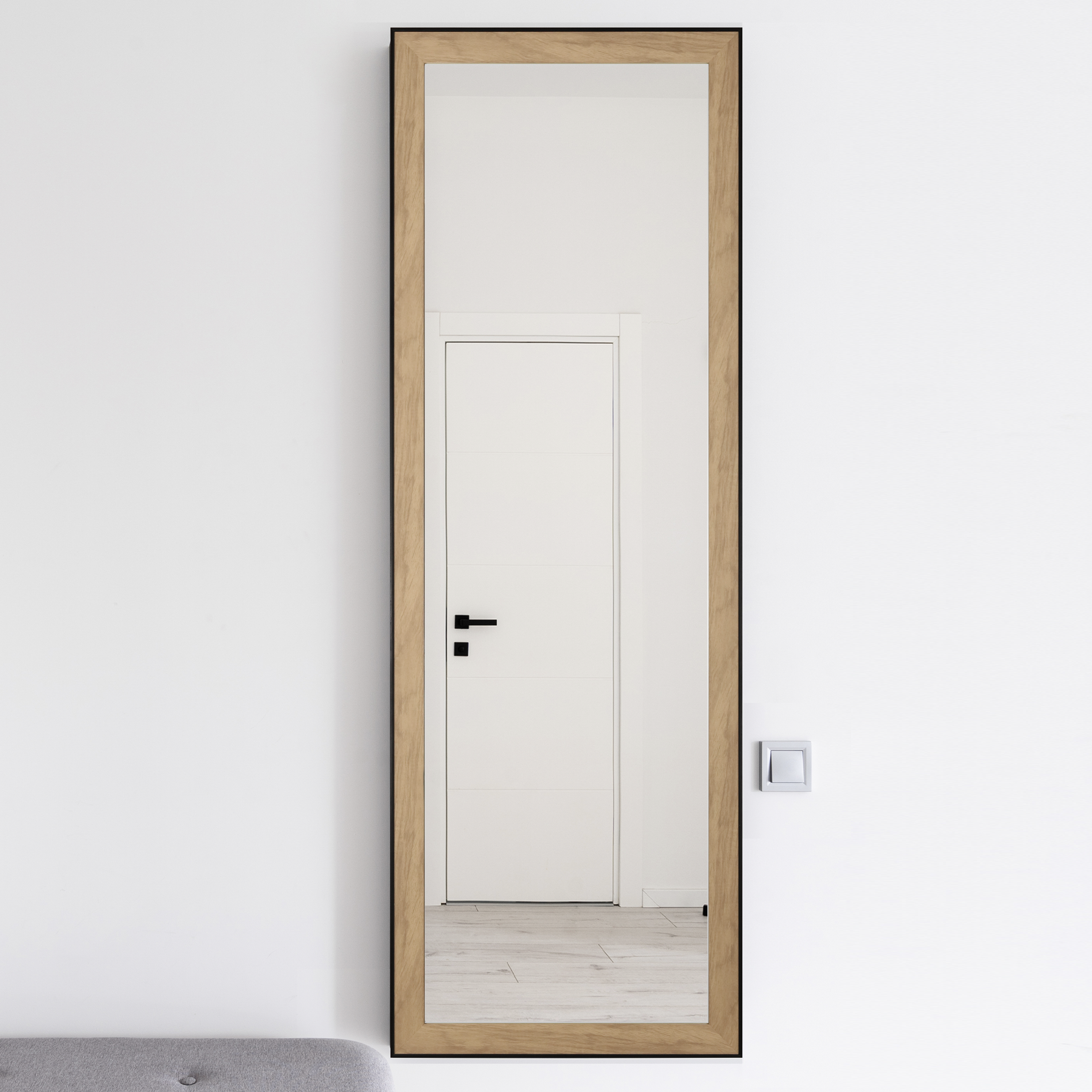 Espejo enmarcado de pared rectangular Industriel poliestireno negro mate INSPIRE de 50 x 150 cm - 2