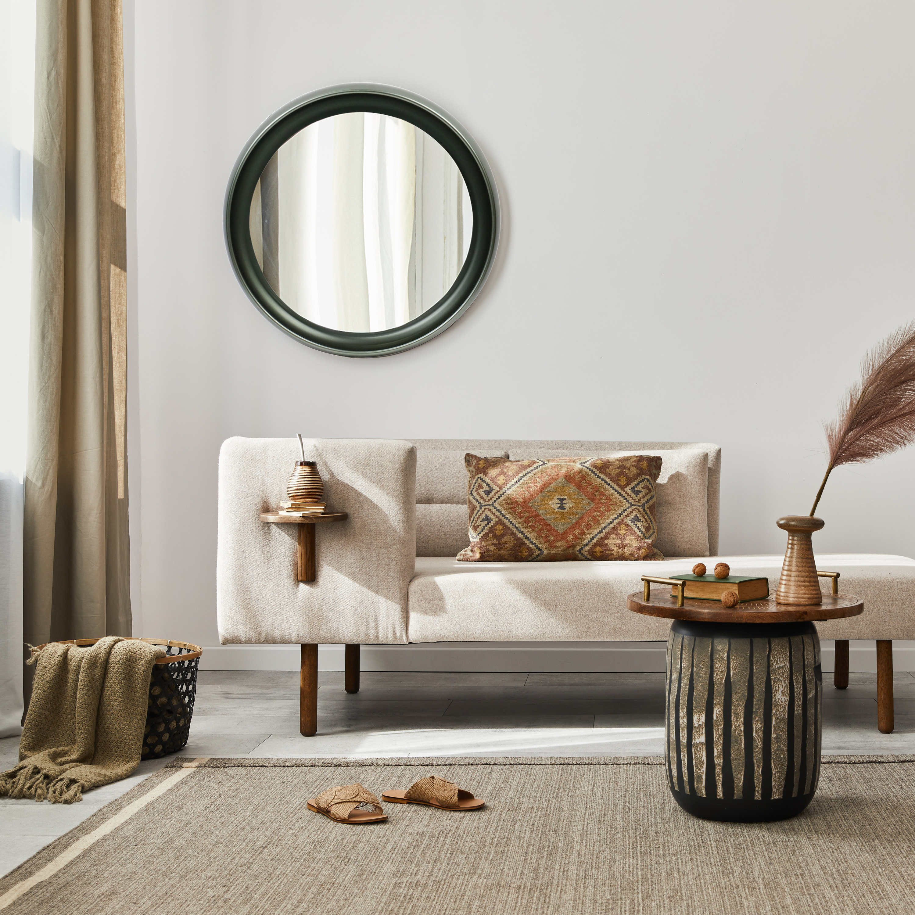 Lustro okrągłe Curl Forest w zielonej ramie śr. 55 cm Inspire - 5