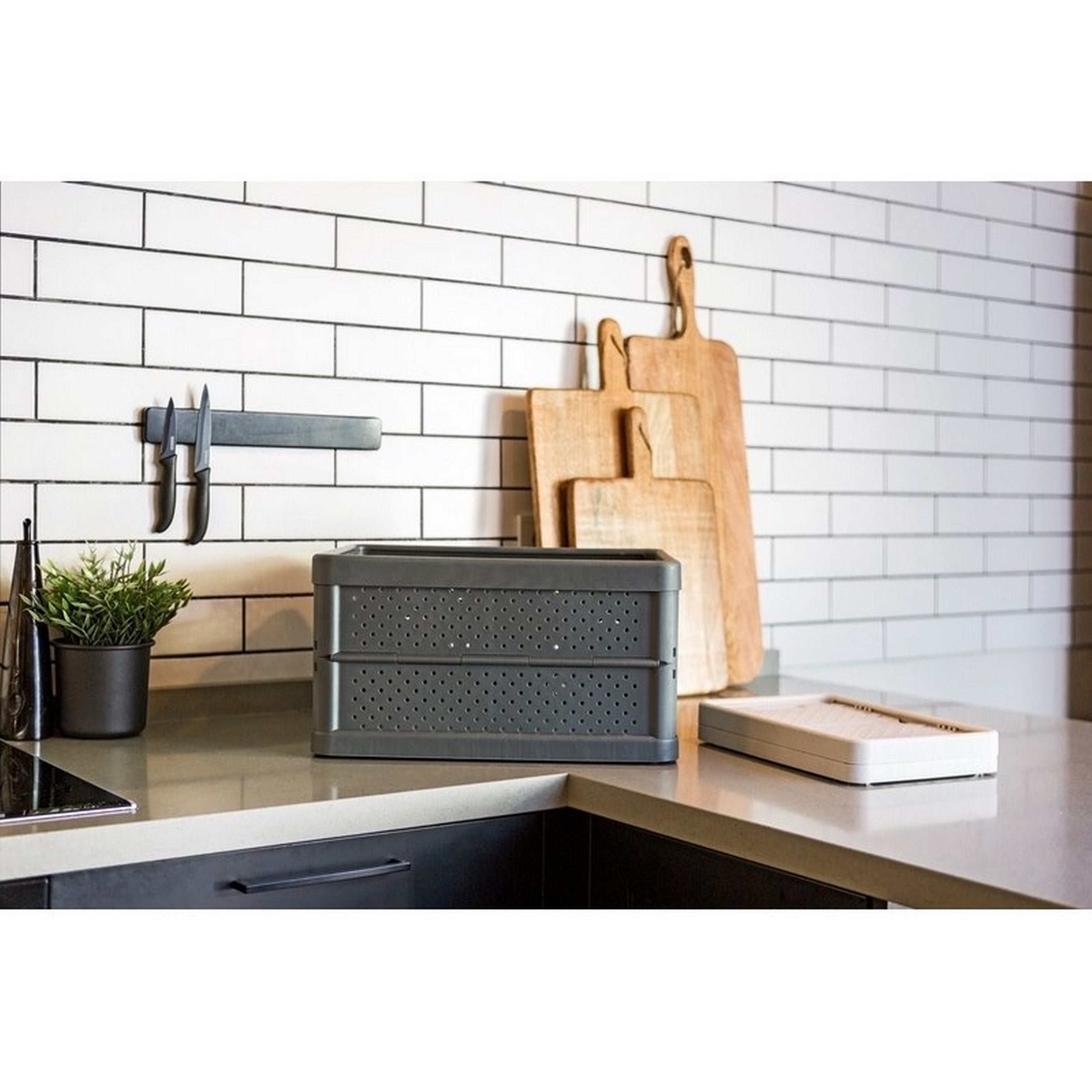 Caixa de arrumação dobrável 23x36x19 cm 11L cinza - 9