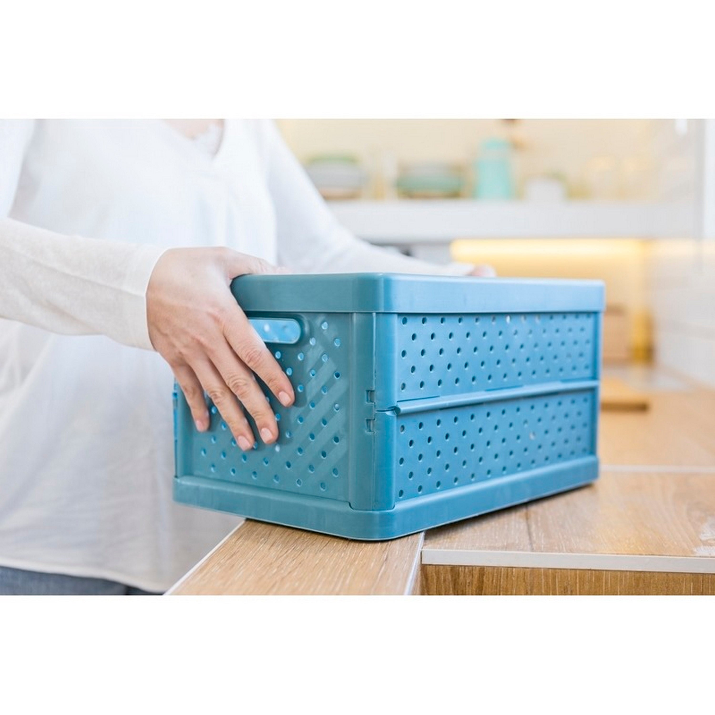 Caixa de arrumação dobrável azul 23x36x19 cm 11L - 9