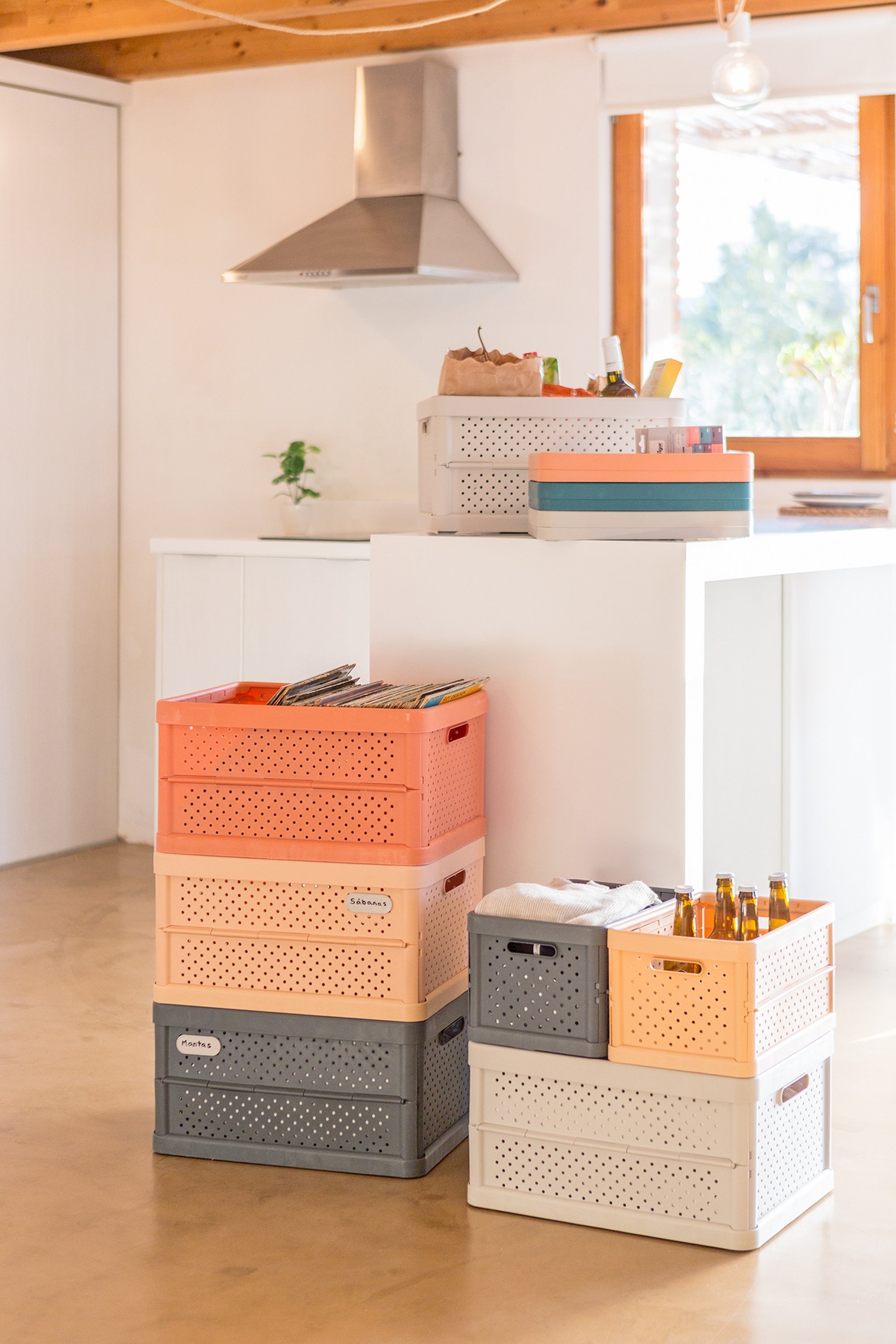 Caixa de arrumação dobrável  46,3X36,4X24,5 cm 32L cinza Compact - 2