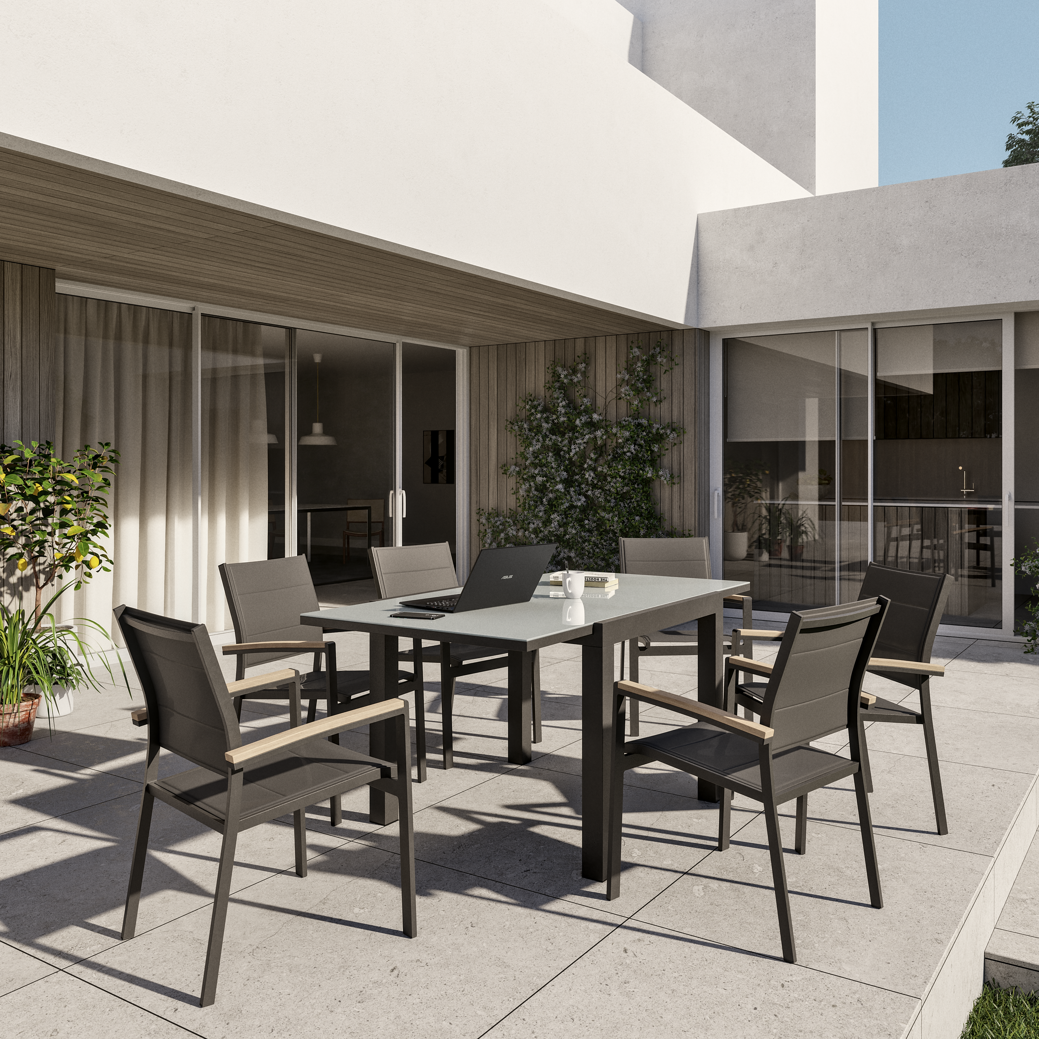 Mesa de alumínio NATERIAL LYRA ANTRACITE 90/160X90CM - 15