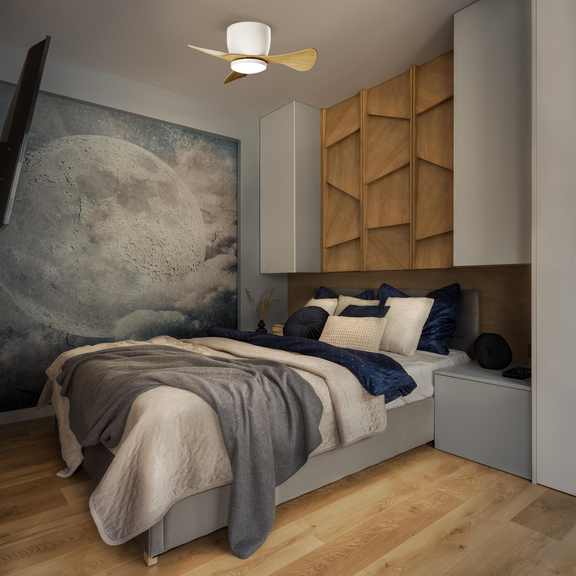 Ventilador de techo con luz silencioso DC Arte Confort Eli blanco 55.9 cm - 12