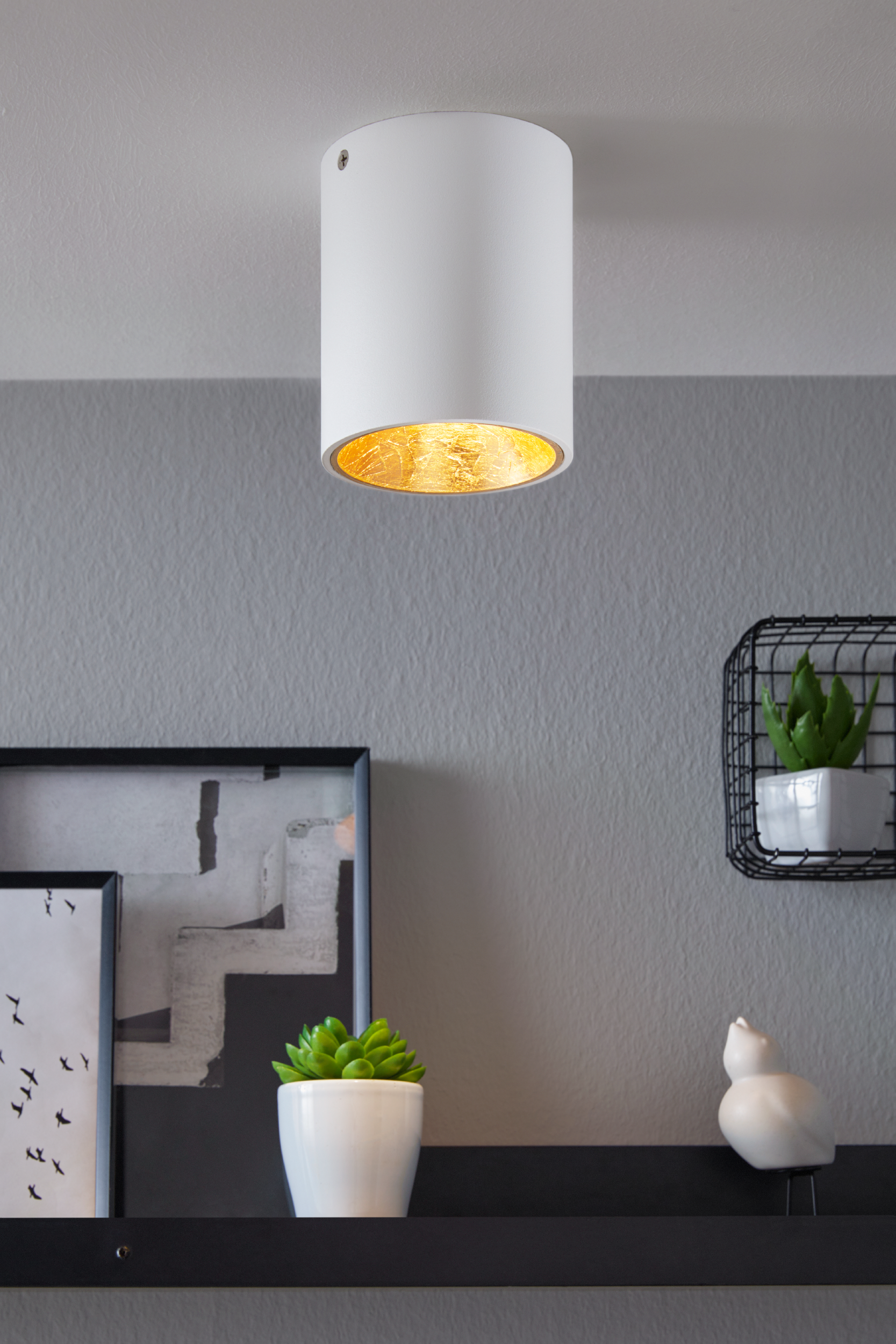 Plafón polasso led 340 lm blanco/dorado 10 cm diámetro