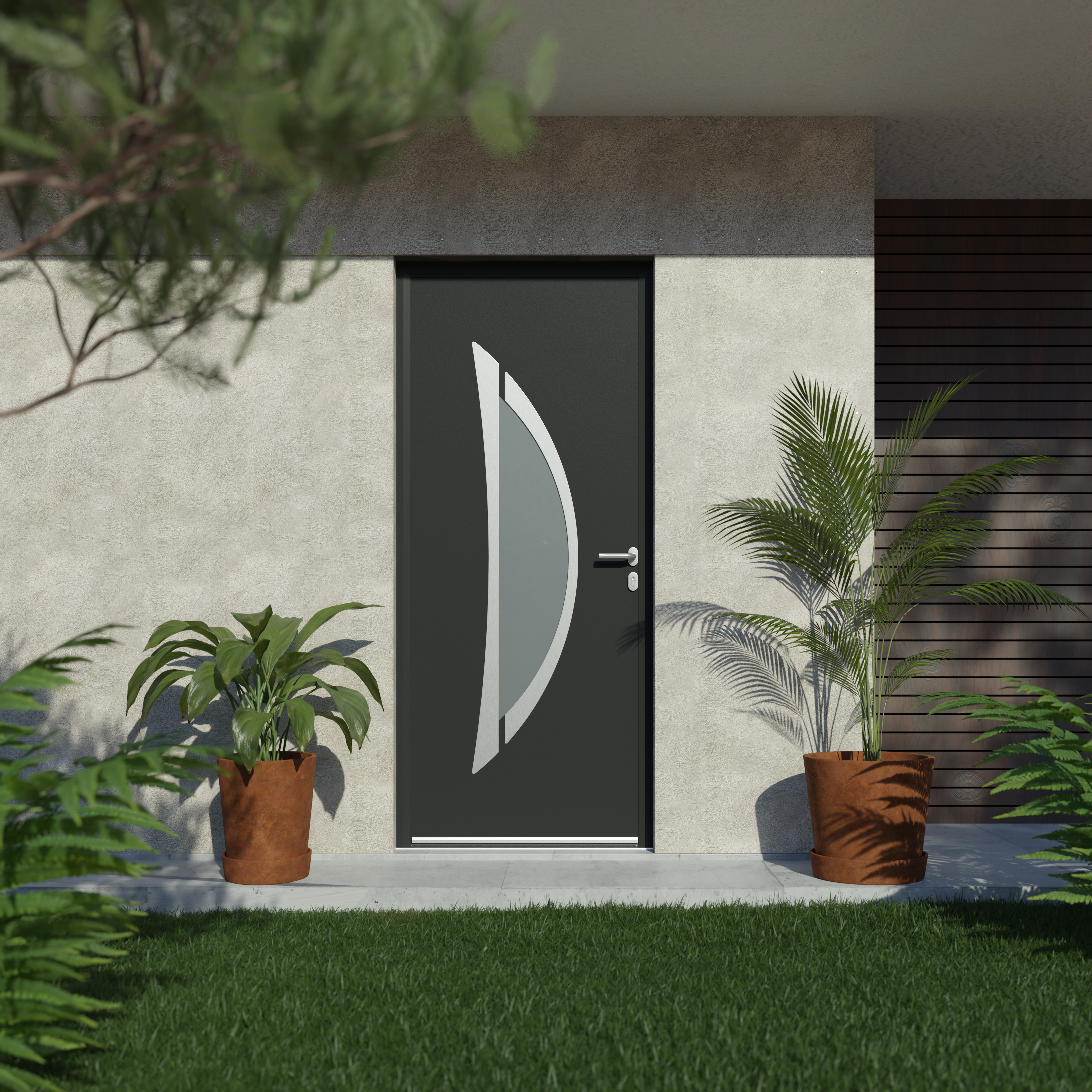 Porte d'entrée Alu Milford Essentiel H.215xl.90 gris, poussant gauche - 2