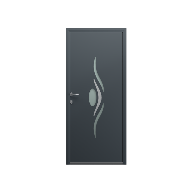 Porte d'entrée Alu Dover Essentiel H.215xl.90 gris, poussant droit