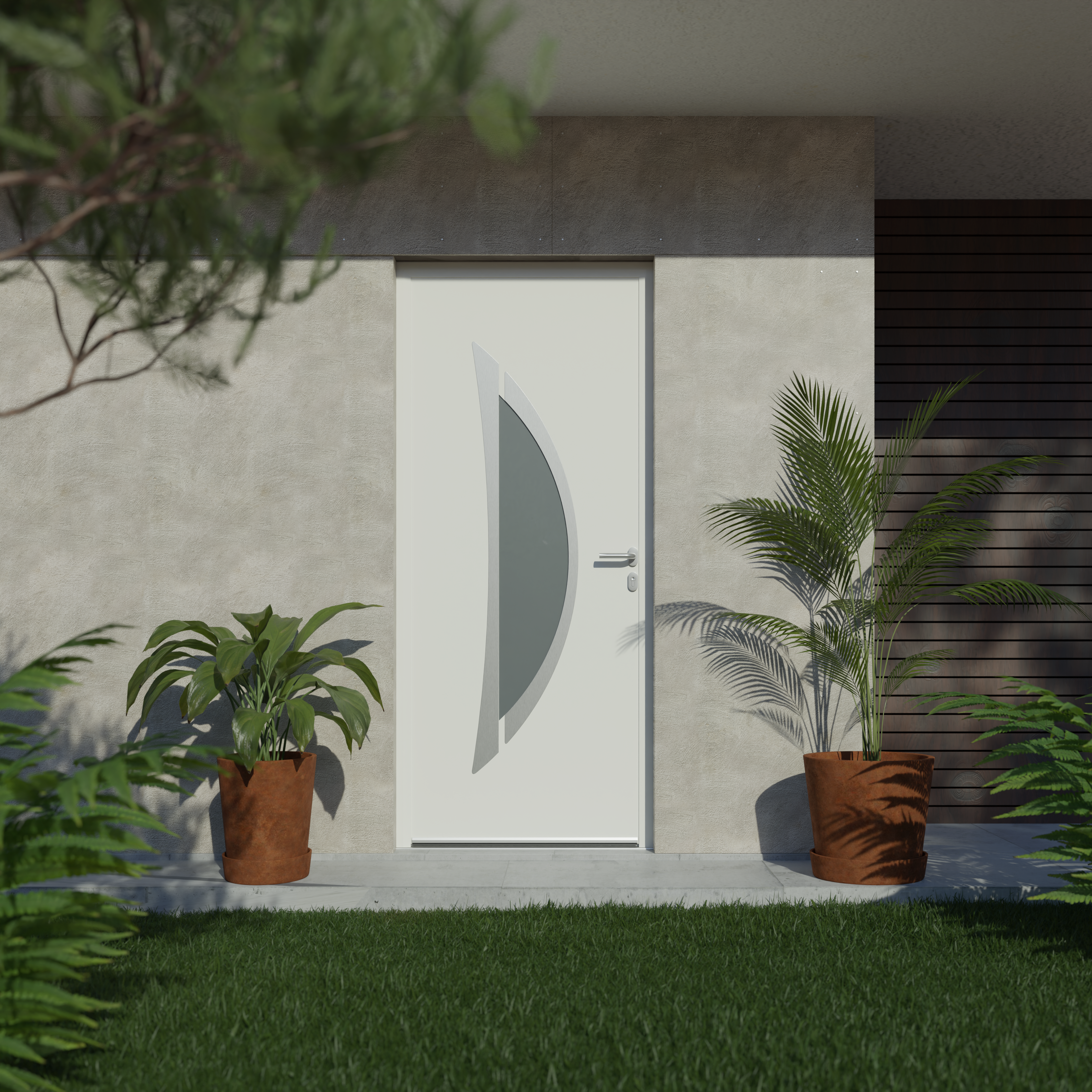 Porte d'entrée Alu Milford Essenteil H215xl.90 blanc, poussant gauche - 2
