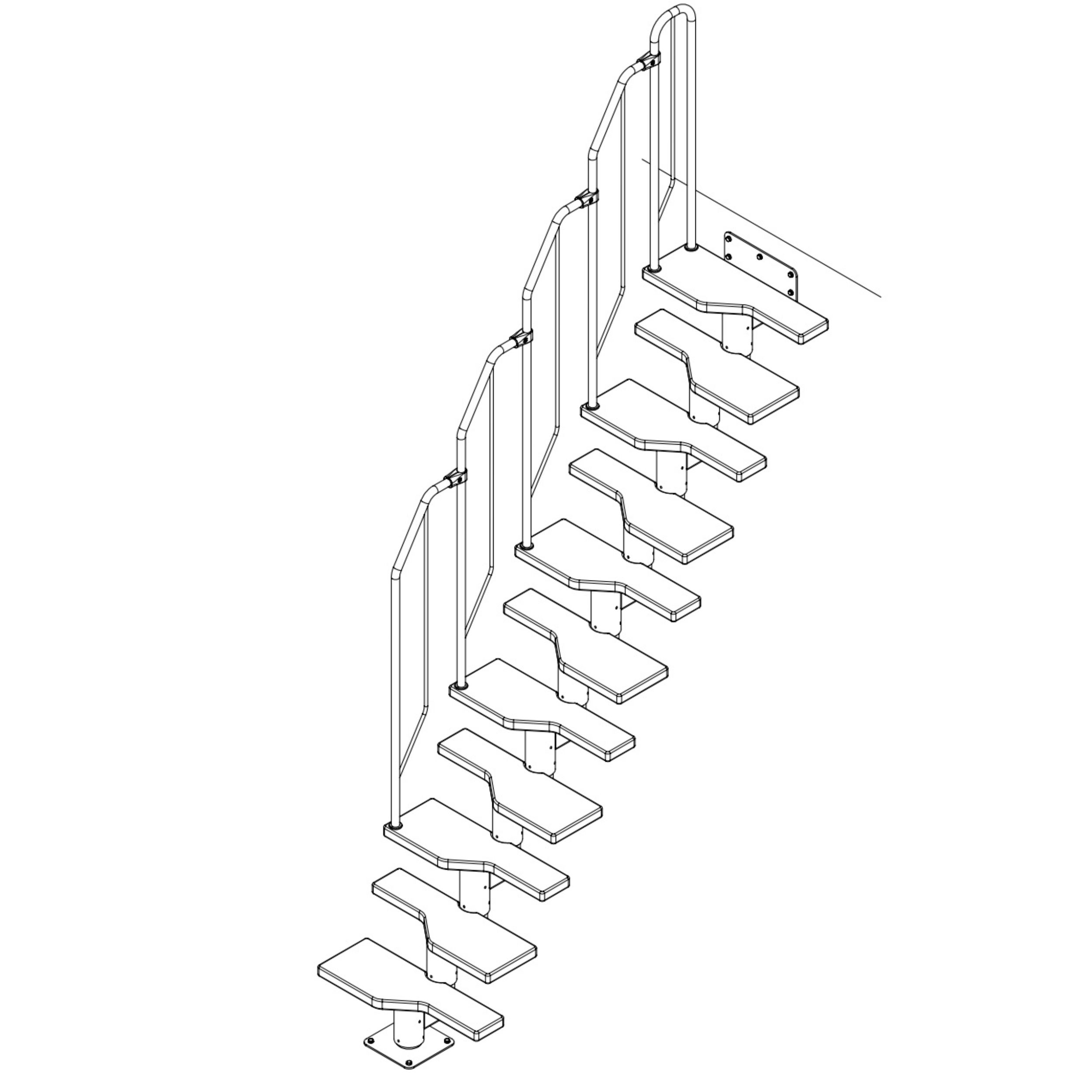 Schody modułowe srebrne Athena Buk fornir 11 stopni Dolle - 8
