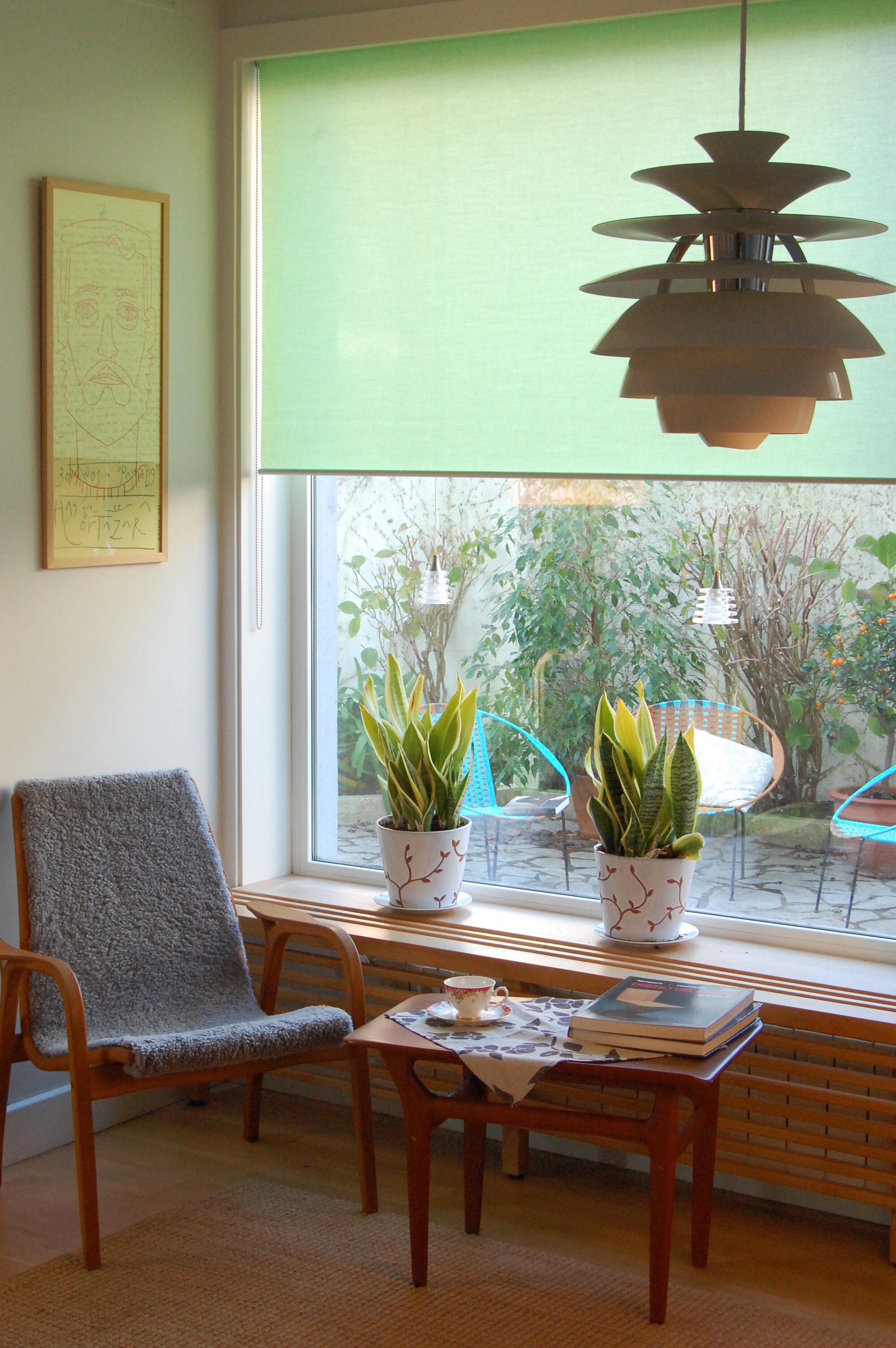 Estor enrollable translúcido con cadena miranda poliéster liso verde de 94x250cm