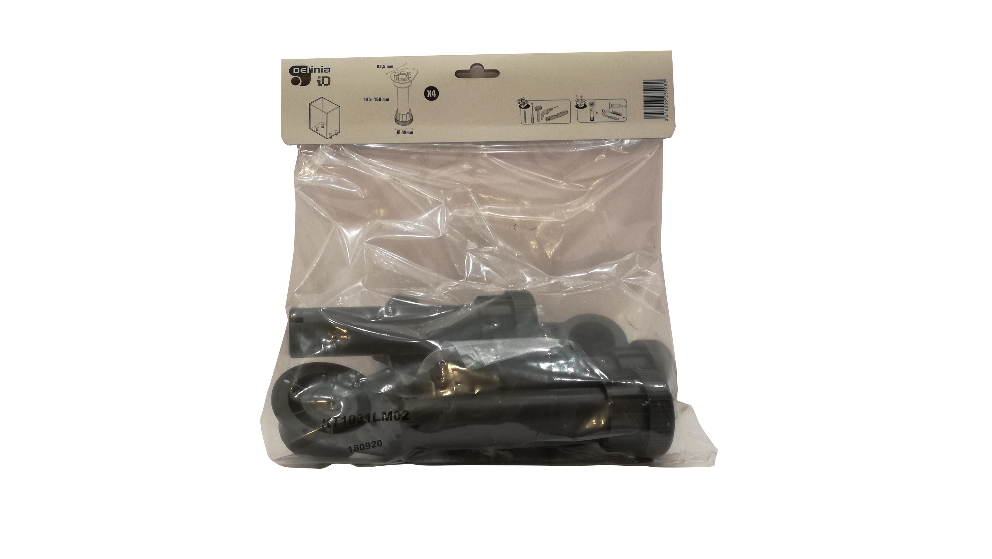 Lot de 4 pieds DELINIA en plastique noir, 15 cm, à visser - 5