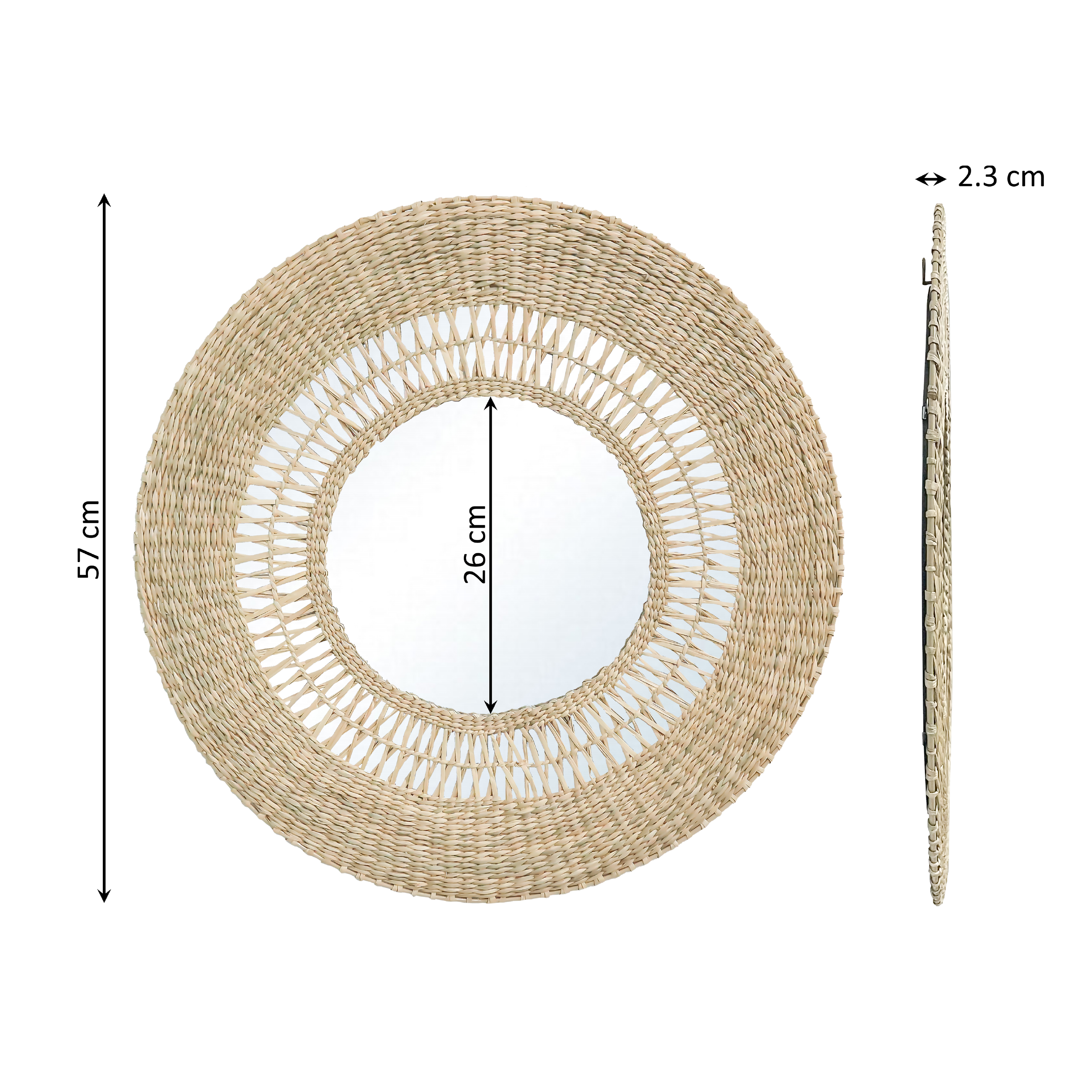 Lustro Sisal Sun natural trawa morska śr. 57 cm Inspire - 13