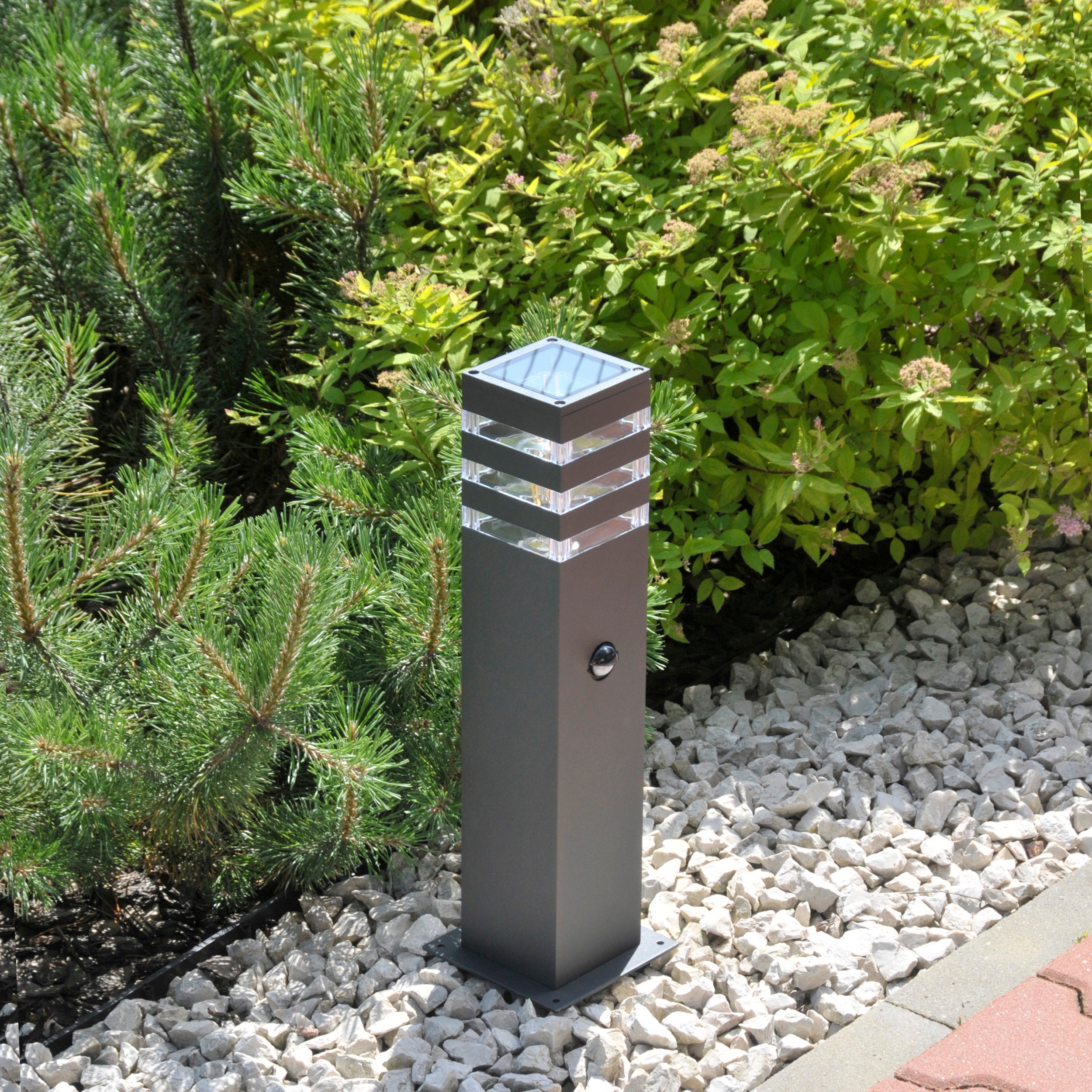 Lampa zewnętrzna ogrodowa słupek Teksas z czujnikiem E27 44 cm grafit IP44 Goldlux - 7
