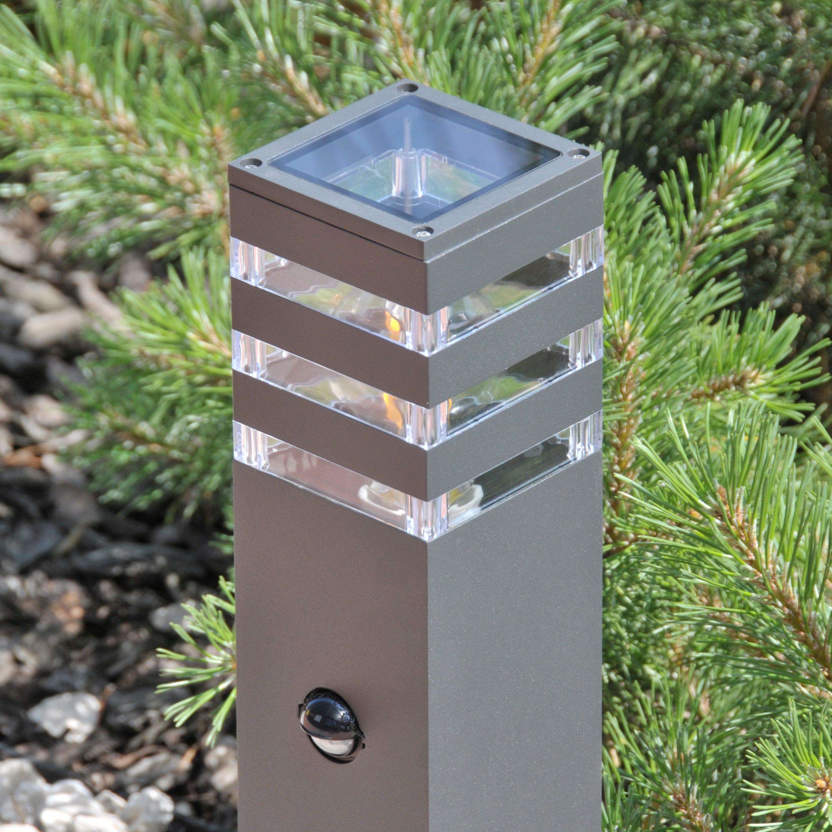 Lampa zewnętrzna ogrodowa słupek Teksas z czujnikiem E27 44 cm grafit IP44 Goldlux - 5