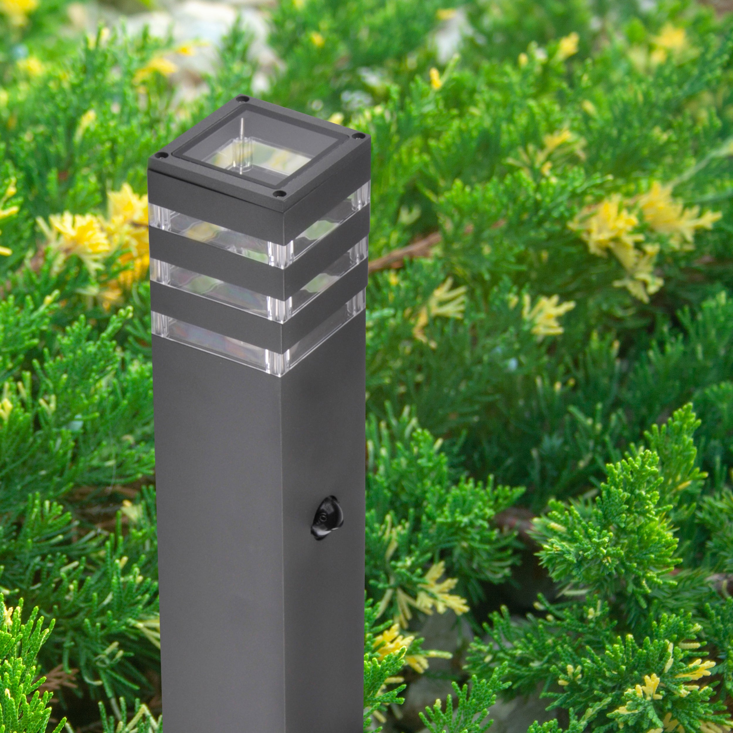Lampa zewnętrzna ogrodowa słupek Teksas z czujnikiem E27 74 cm grafit IP44 Goldlux - 3