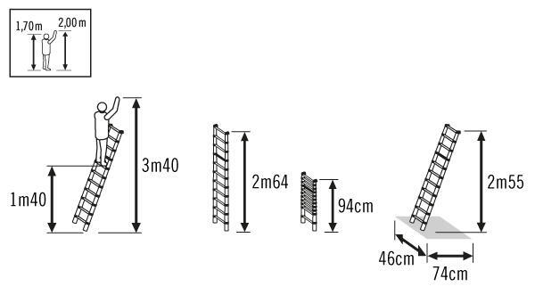 Echelle télescopique aluminium 9 marches , utilisation régulière HAILO - 9