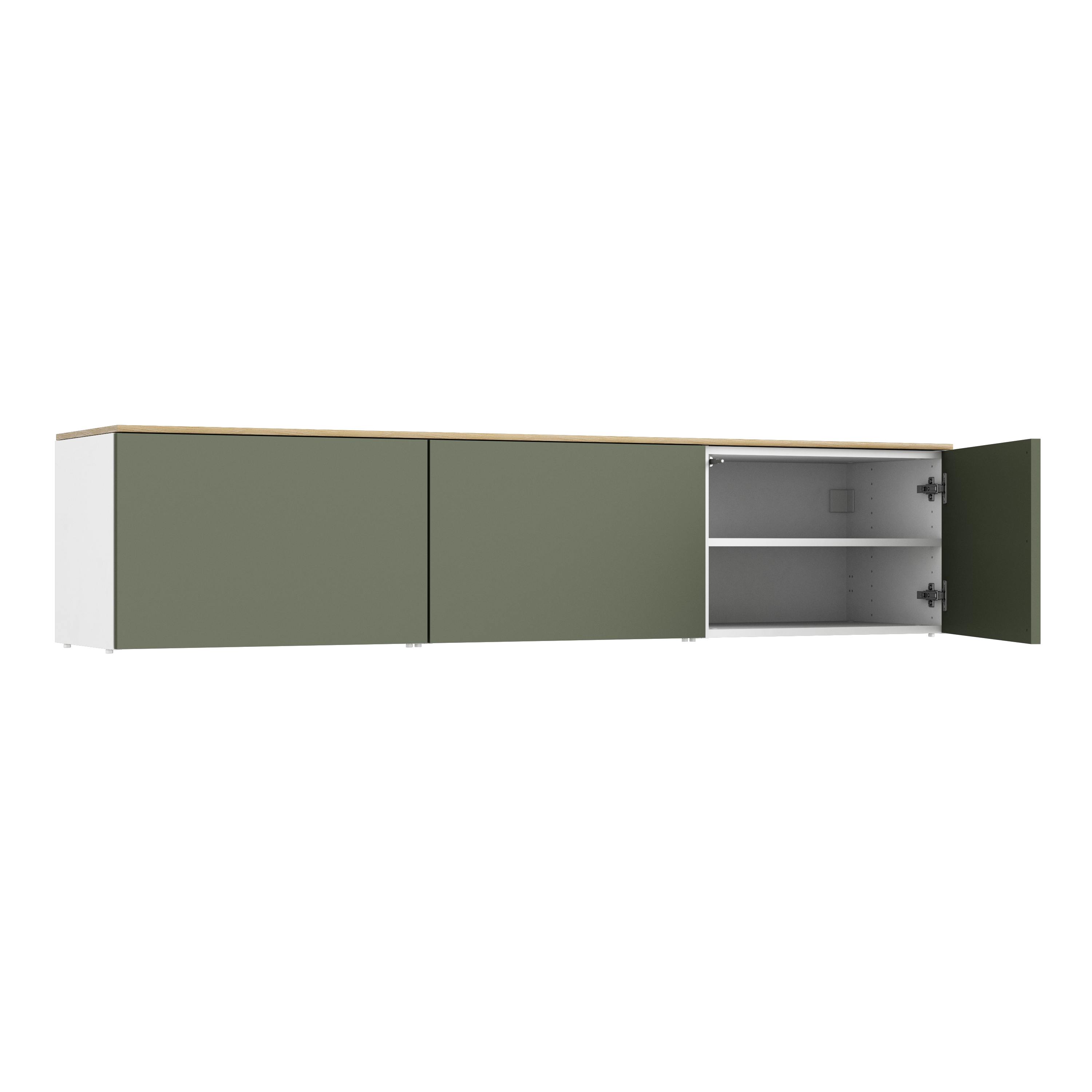 Meuble TV SPACEO Evo'M, façade vert caisson blanc H.39.6 x l.180 x P.38 cm