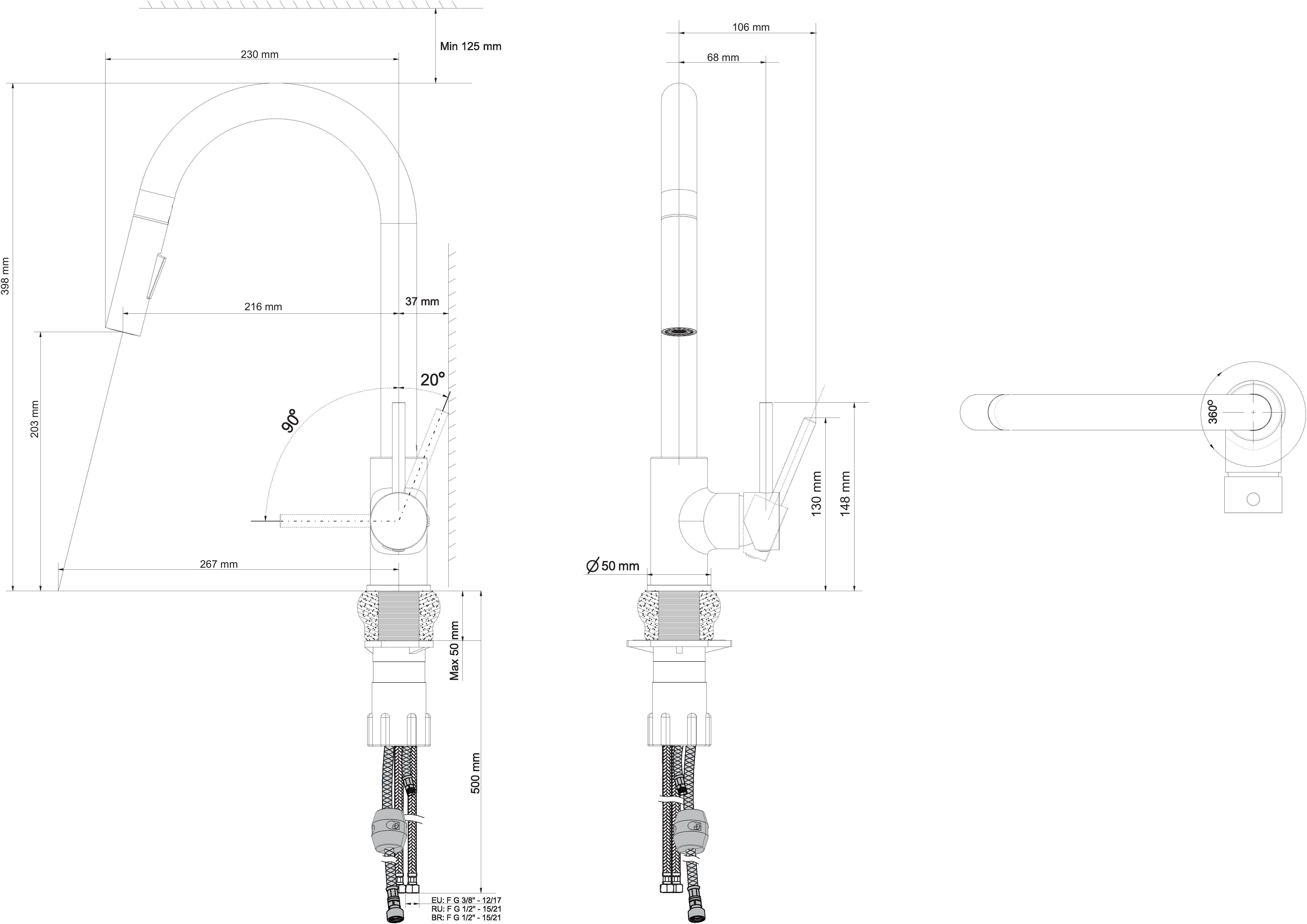 Mitigeur de cuisine avec douchette DELINIA Lily chrome - 5