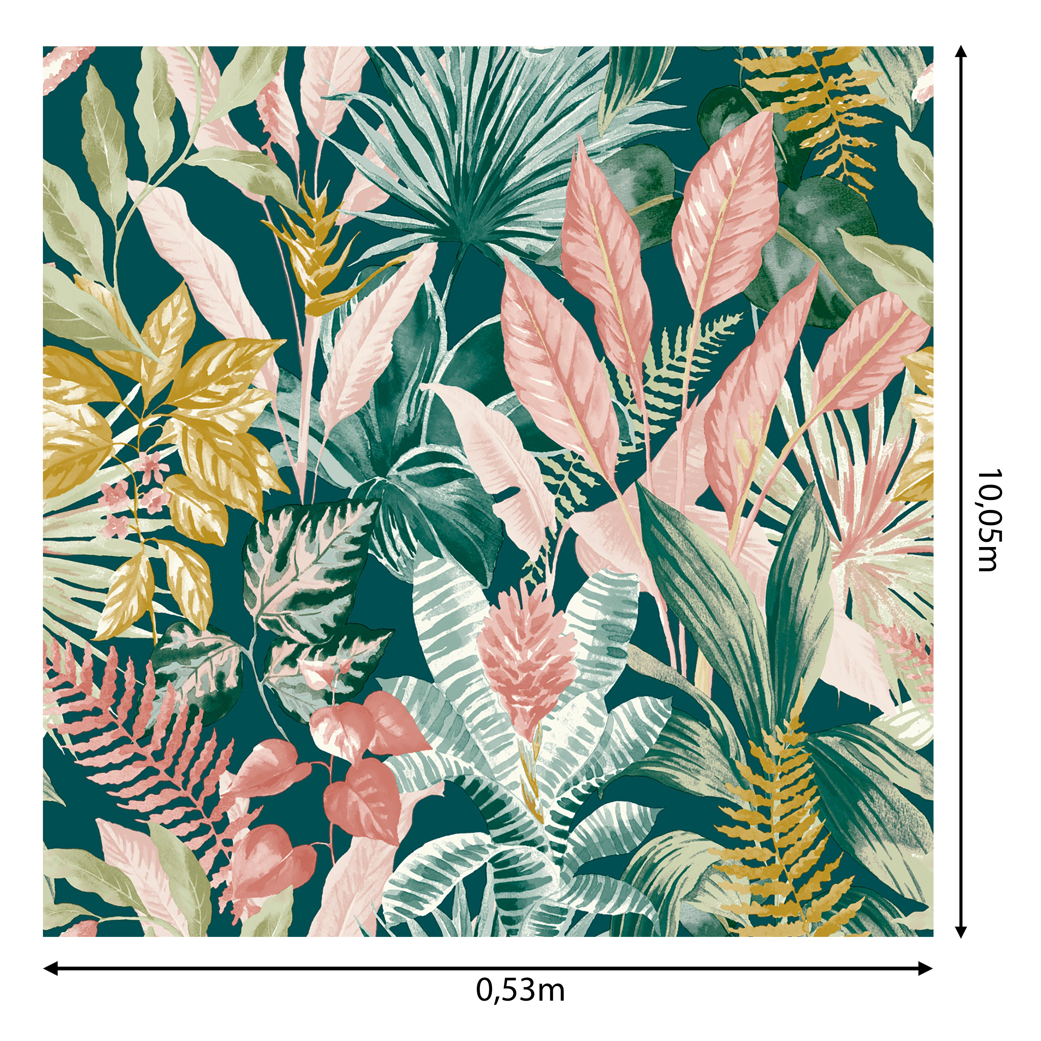 Papel pintado vinilo aplicación cola en pared Floral vegetal Havana multicolor  INSPIRE 53cmx10.05m lavable - 6