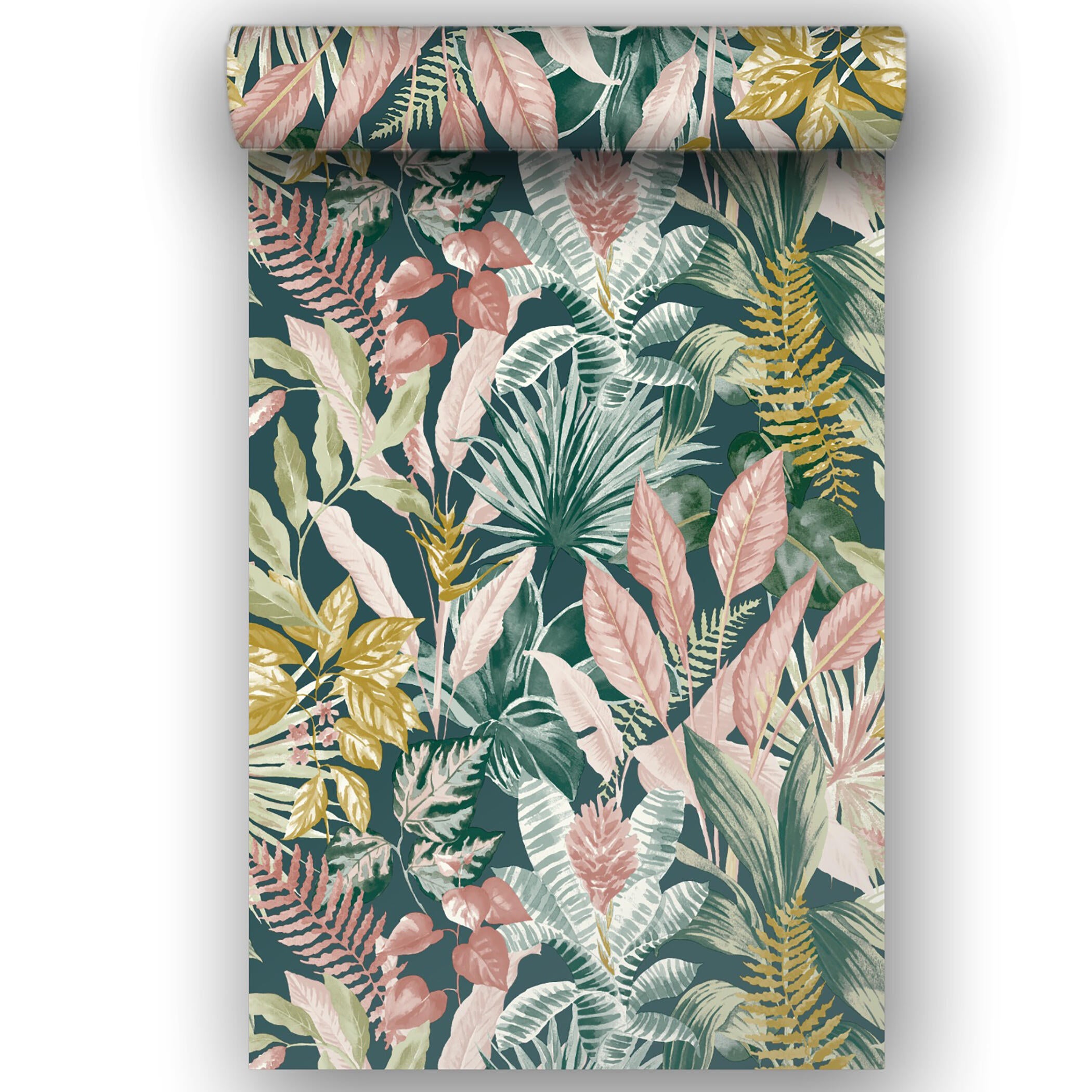 Papel pintado vinilo aplicación cola en pared Floral vegetal Havana multicolor  INSPIRE 53cmx10.05m lavable - 7