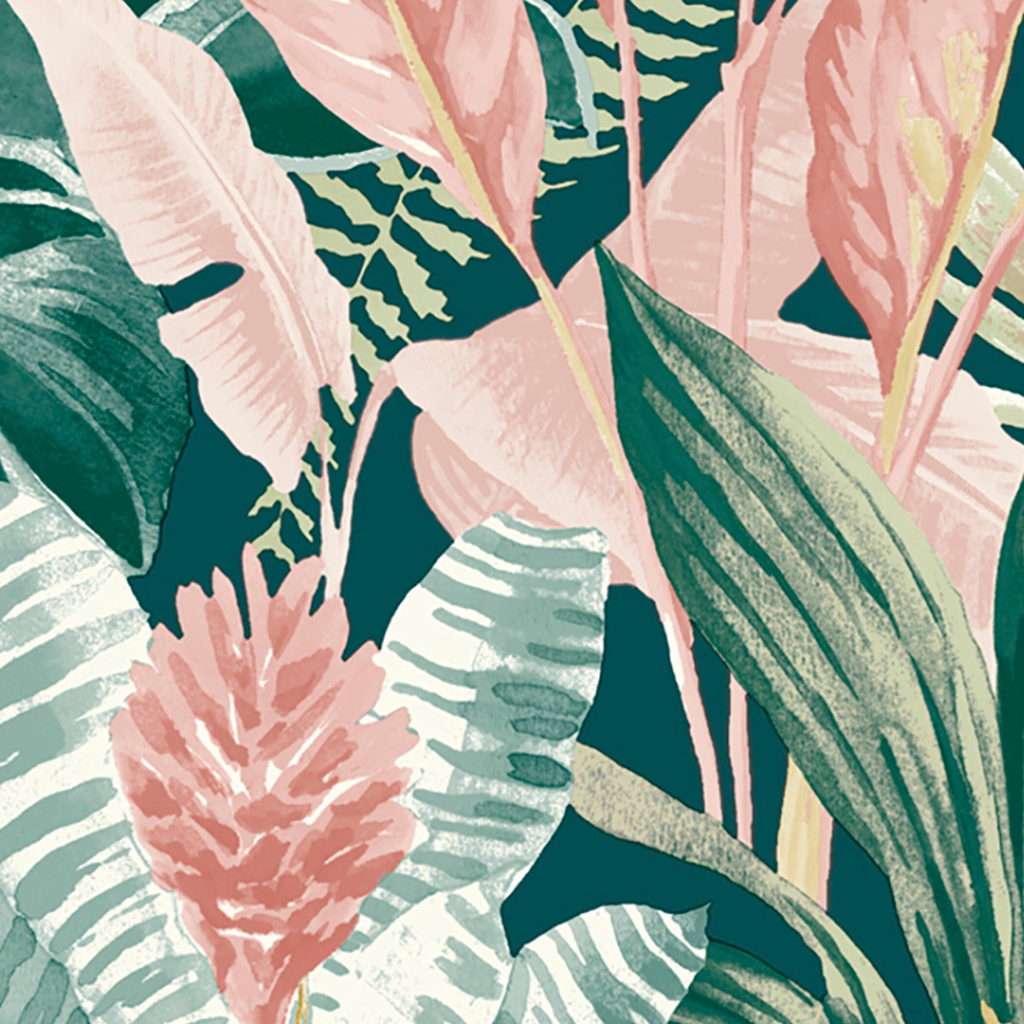 Papel pintado vinilo aplicación cola en pared Floral vegetal Havana multicolor  INSPIRE 53cmx10.05m lavable - 4