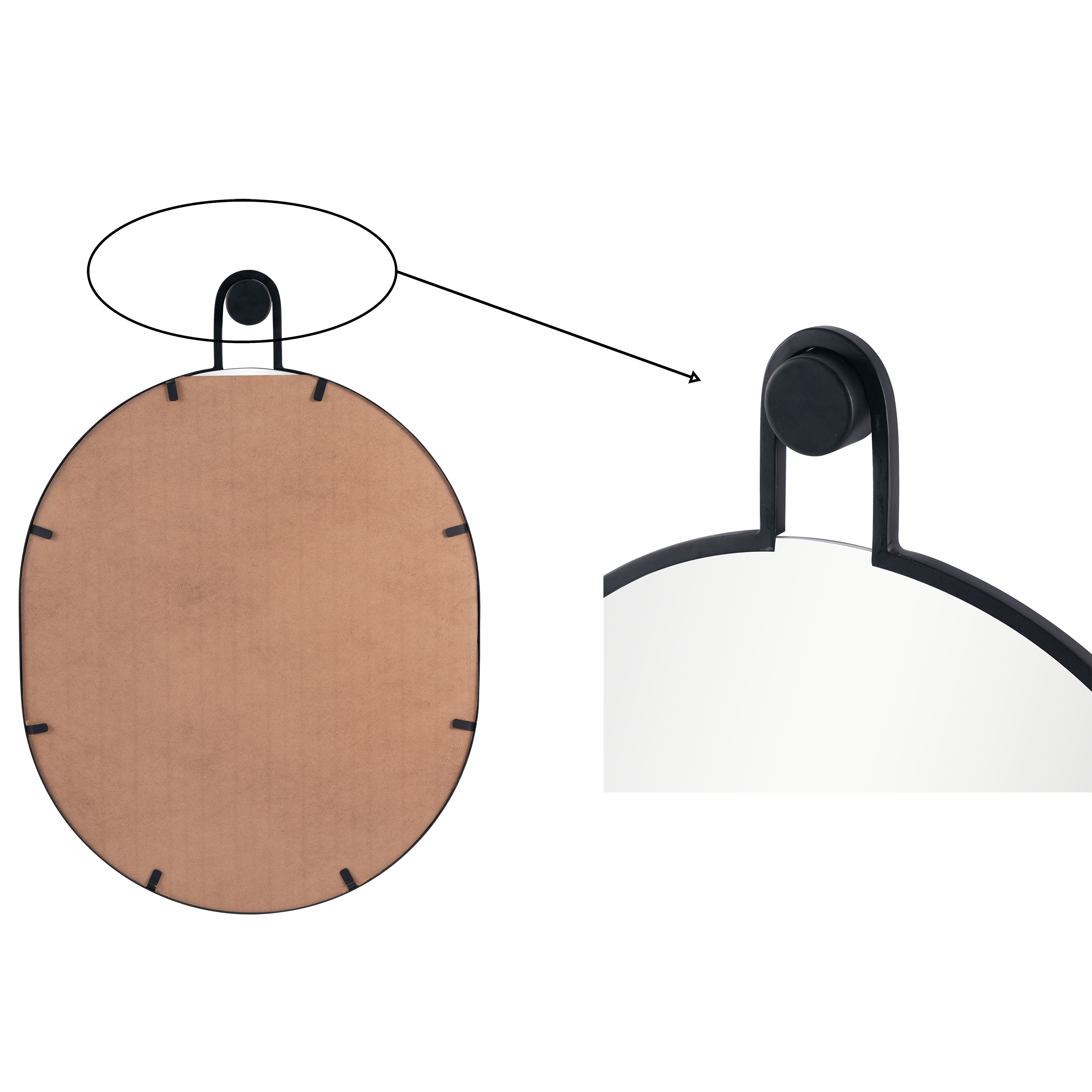 Miroir ovale métal noir Pendul INSPIRE, l.50 x H.70 cm - 10